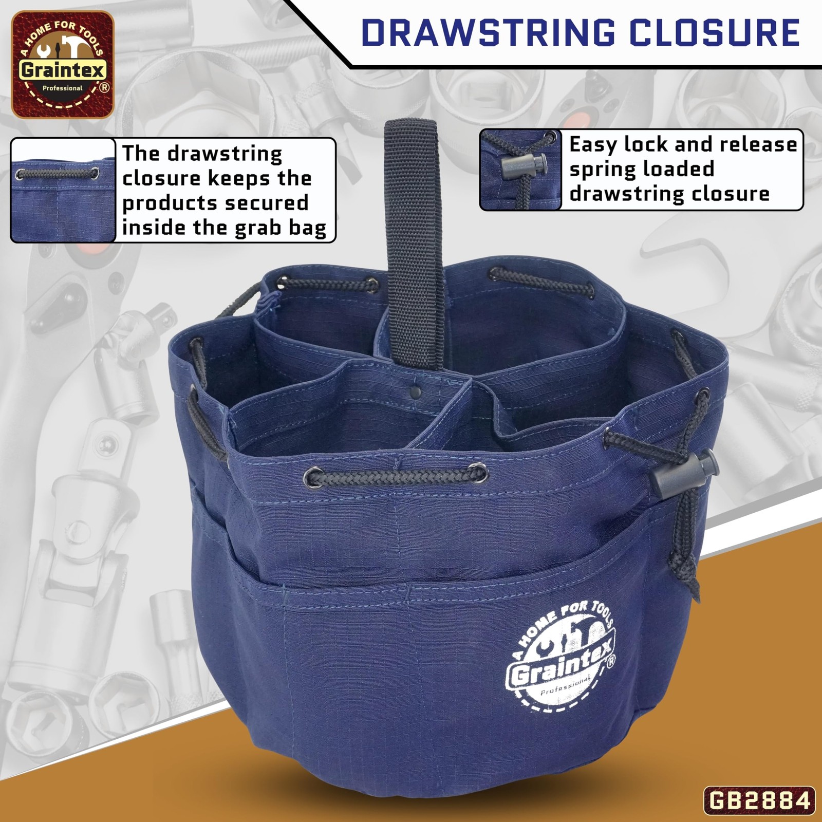 18 Pockets Grab Bag Rip-stop Canvas Drawstring Closure, Small Part Organizer …