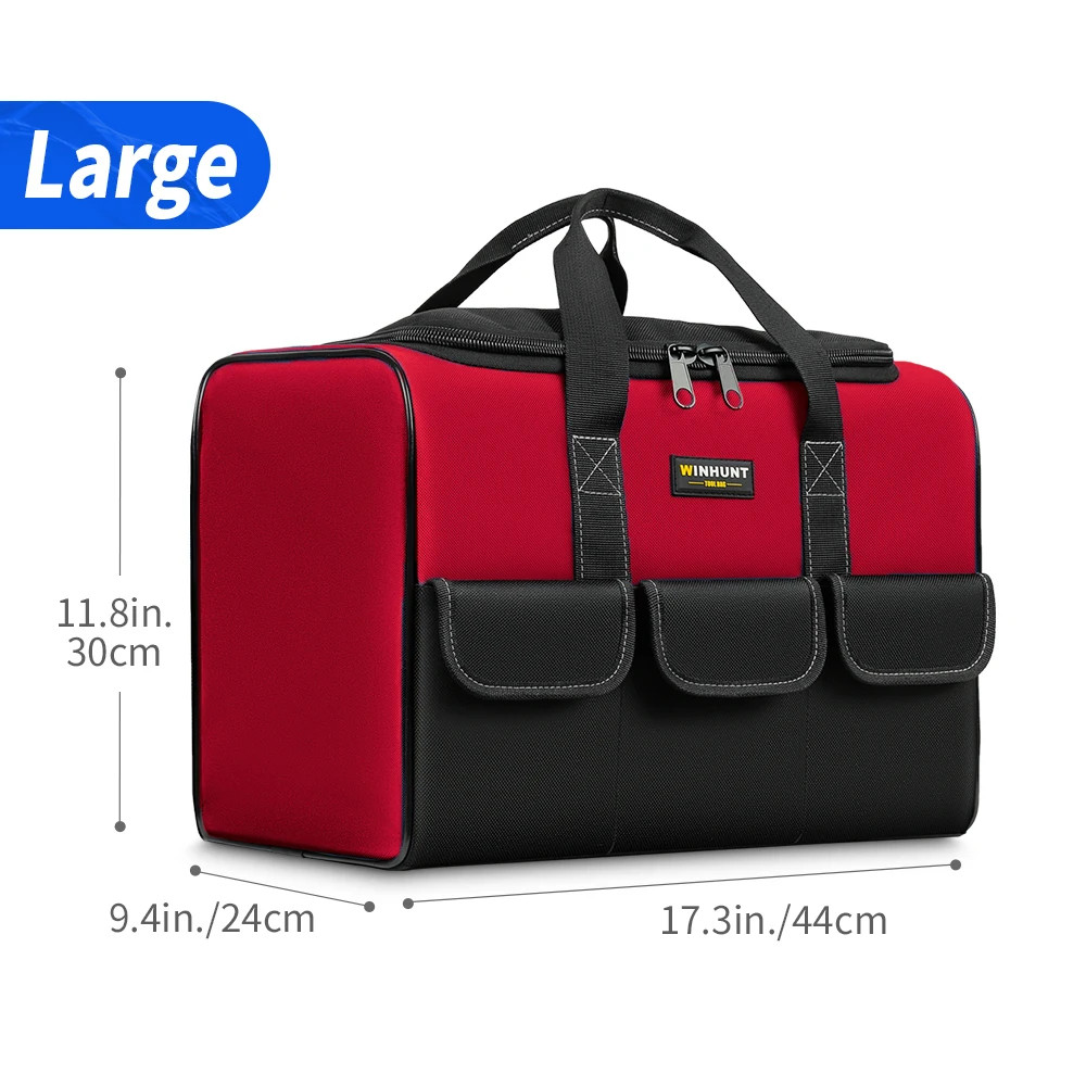 17 Inch Tool Bag, Large Tool Bag with 6 Exterior Pockets Electrician Tool Bag, f