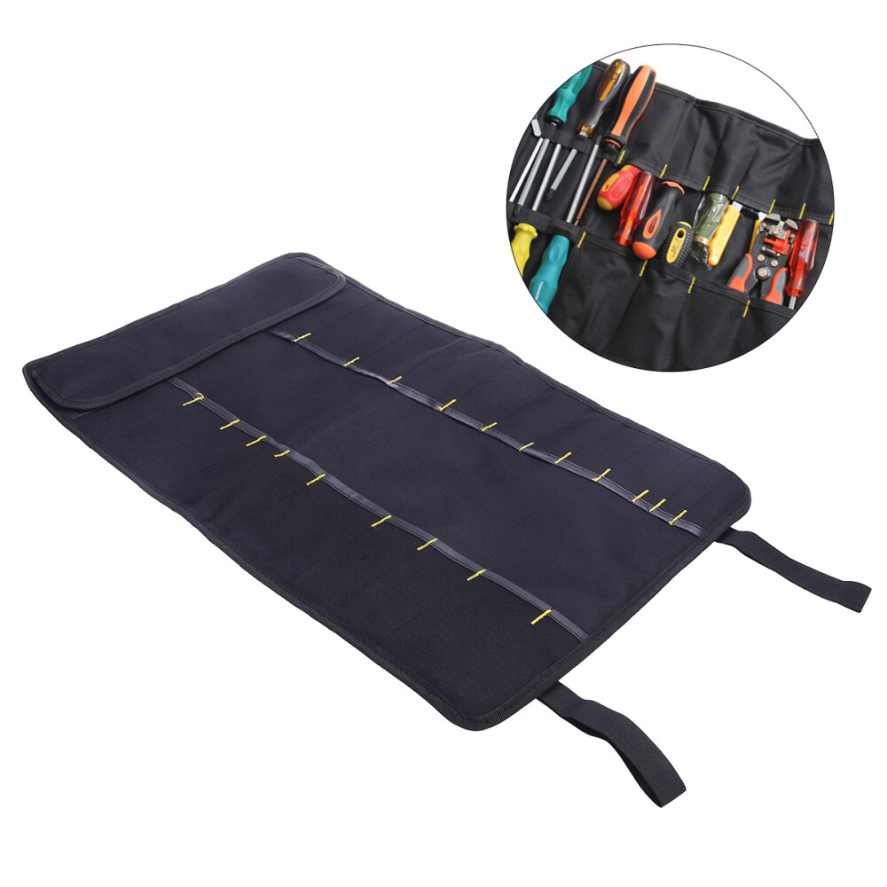 22-Pocket Reel Rolling Tool Bag Plier Screwdriver Spanner Carry Case Pouch Bag