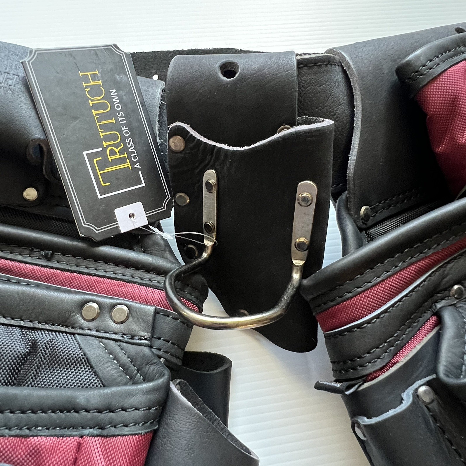 NEW Trutech Heavy Duty Leather & Nylon Tool Belt, Maroon & Black , TT-1650-R