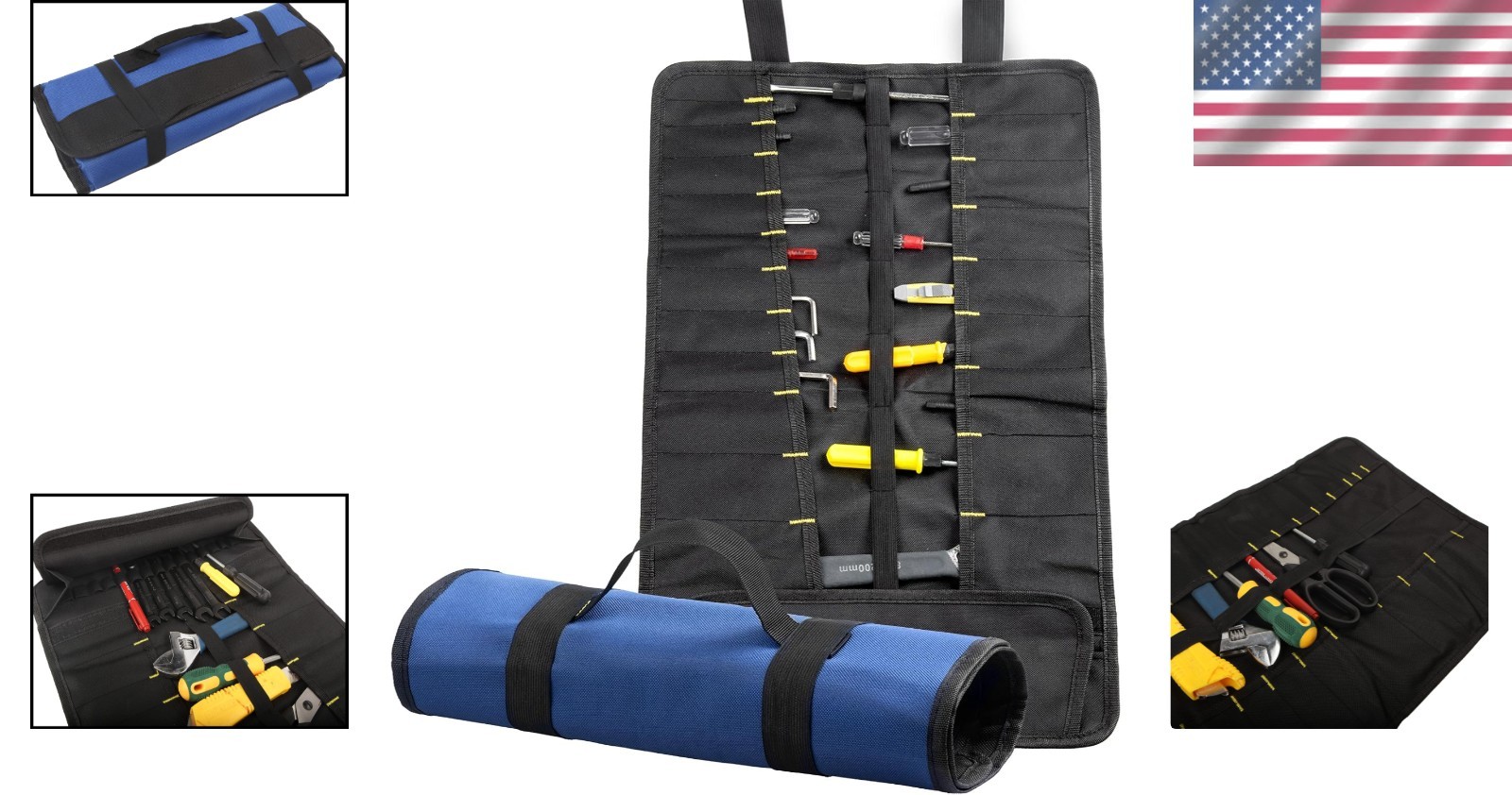 22 Pocket Tool Bag Canvas Wrench Roll up Pouch/Screwdriver Pliers Roller Compart