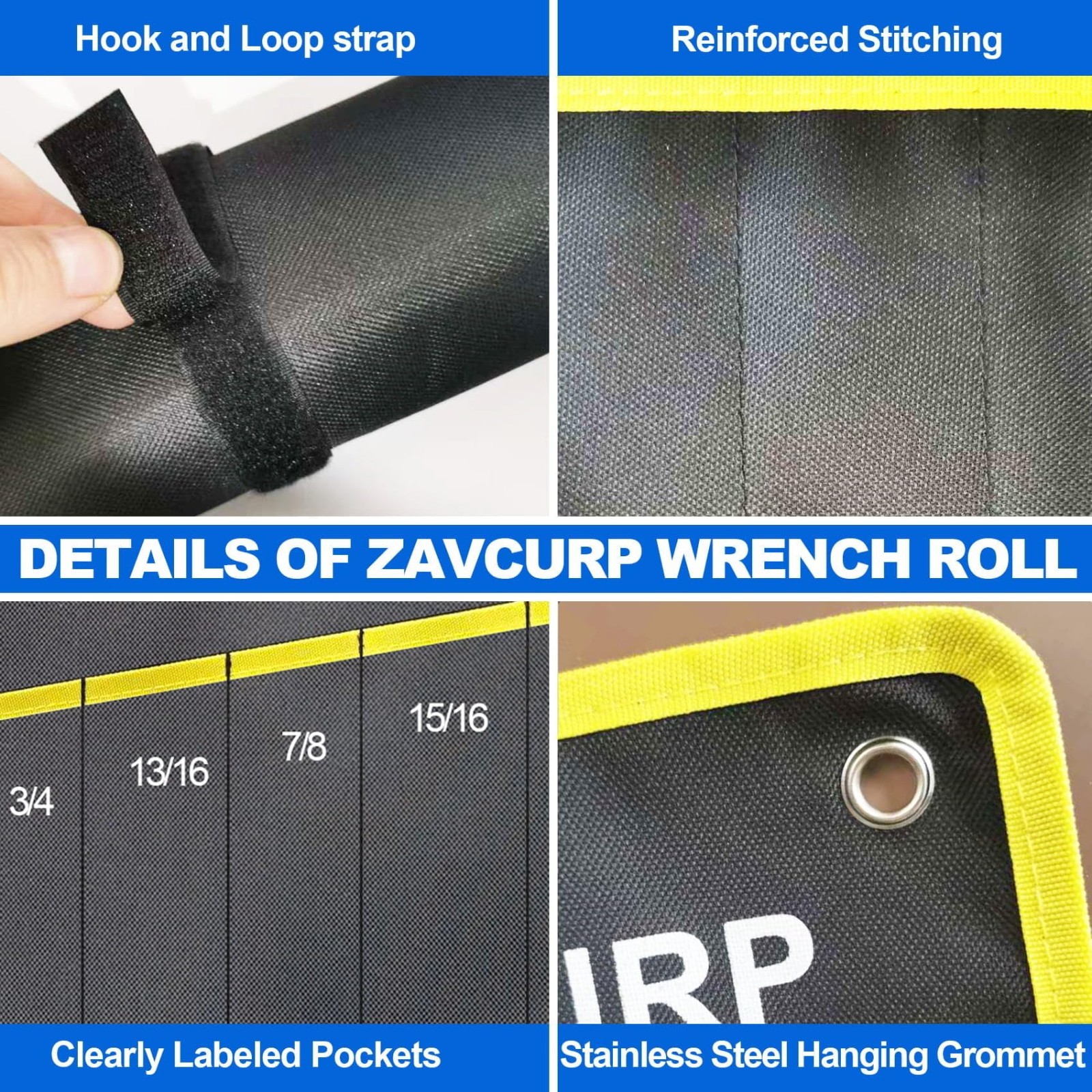 2PCS Wrench Roll Organizer – 12 Metric & 13 SAE Tool Storage Pouch, Bag Only