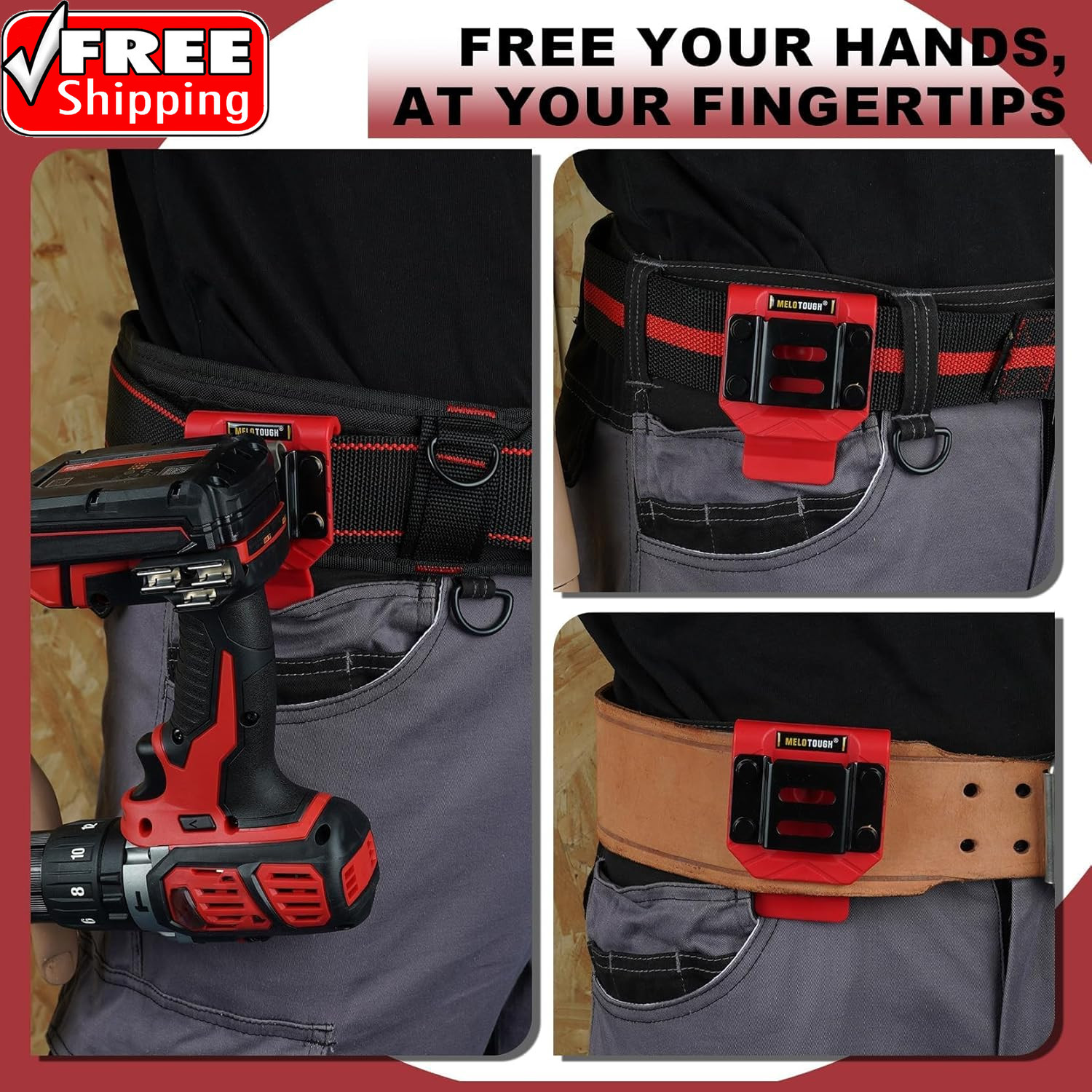Drill Belt Clip,Drill Holder for Tool Belt,Measuring Tape Holder for Impact Driv