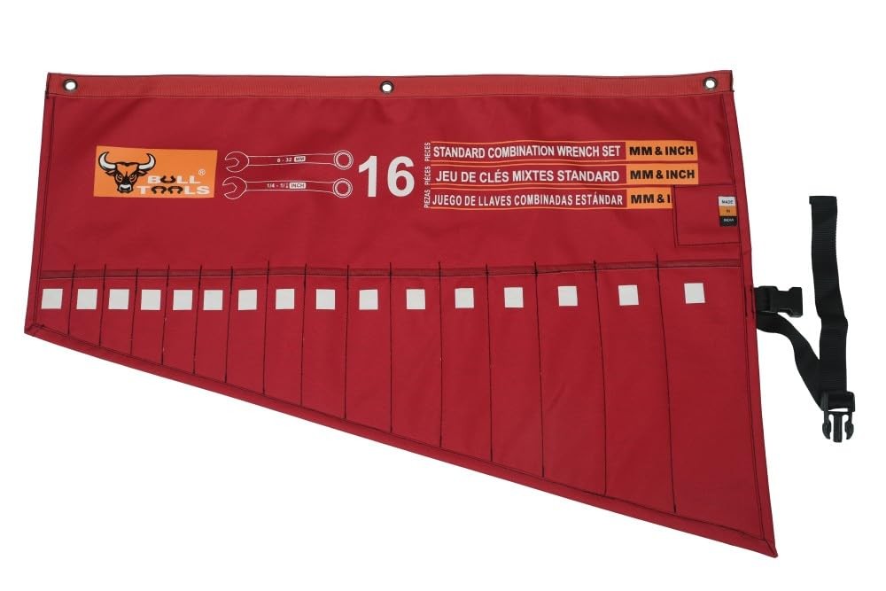 Tool Roll Organizer with 16 Pockets Wrenches, Metric & SAE Waterproof Ballistic