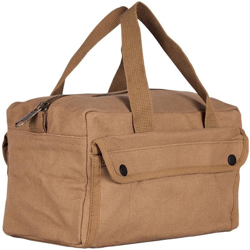 MILITARY STYLE MECHANICS HARD BOTTOM TOOL BAG BRASS ZIPPER HEAVY DUTY COYOTE BRN
