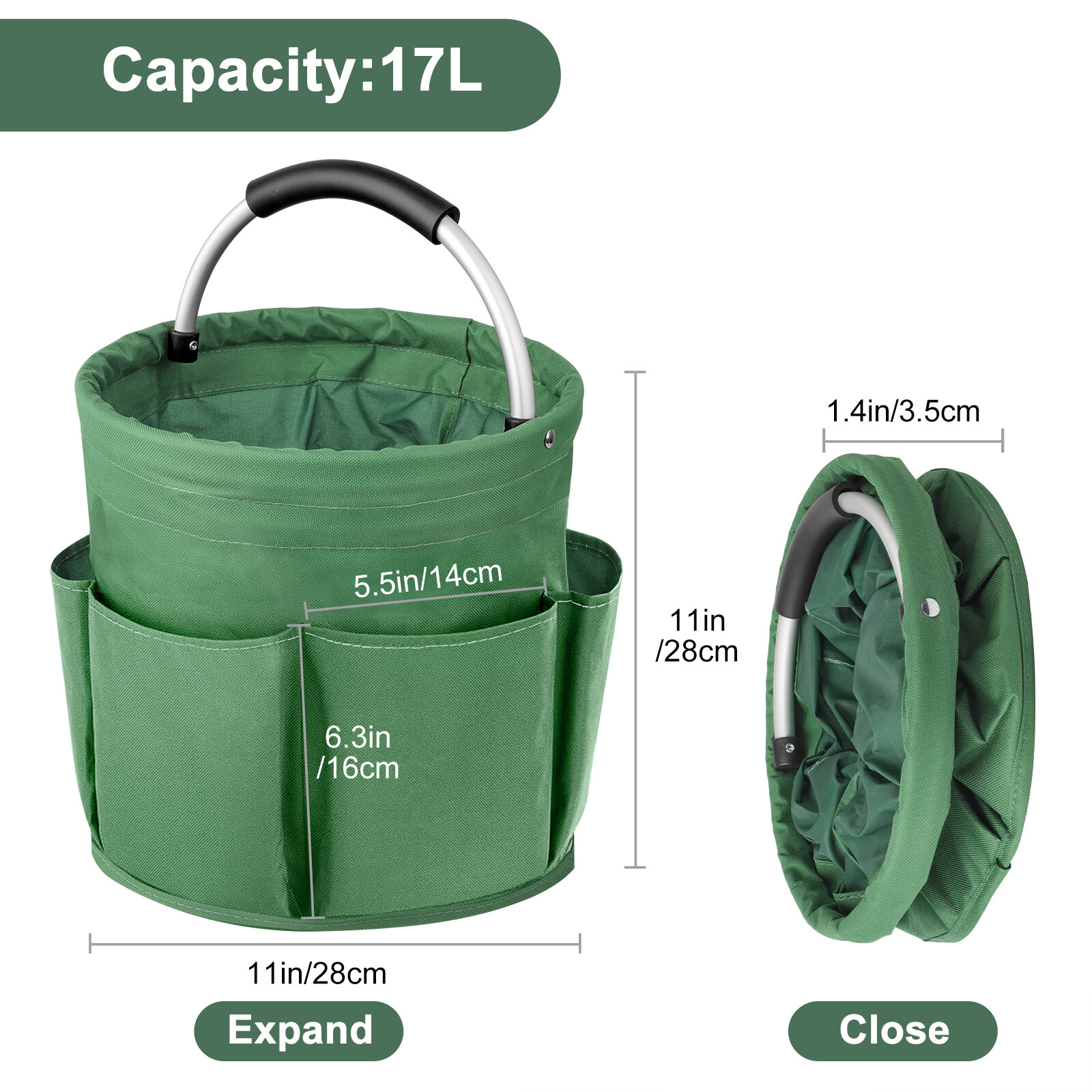 17L Collapsible Folding Bucket Portable Organizer Storage Bucket With Handles