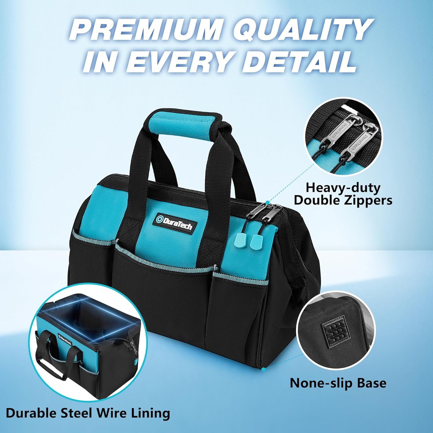DURATECH 13-in Small Wide Open Mouth Tool Bag 9 Pockets Thickened Fabric Toolbag