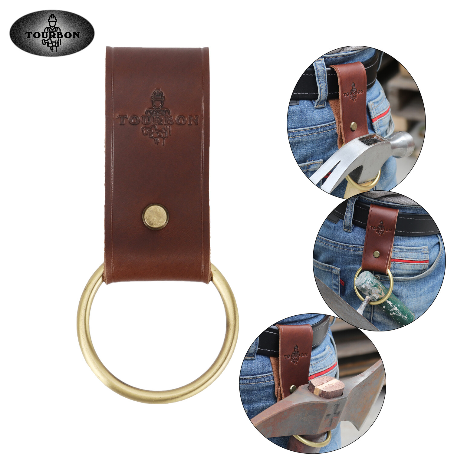 TOURBON Leather Hammer/Wrench/ Axe Holster Trowel Tools Carry Holder Belt Loop
