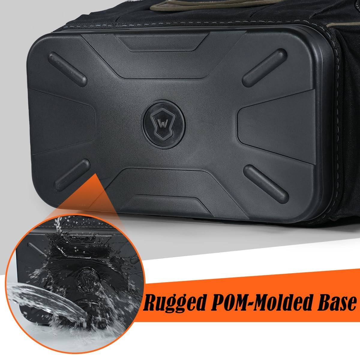 WELKINLAND 50-Pocket Electrician Tool Tote, 14″ Hard Bottom Tool Bag, Waxed-Canv