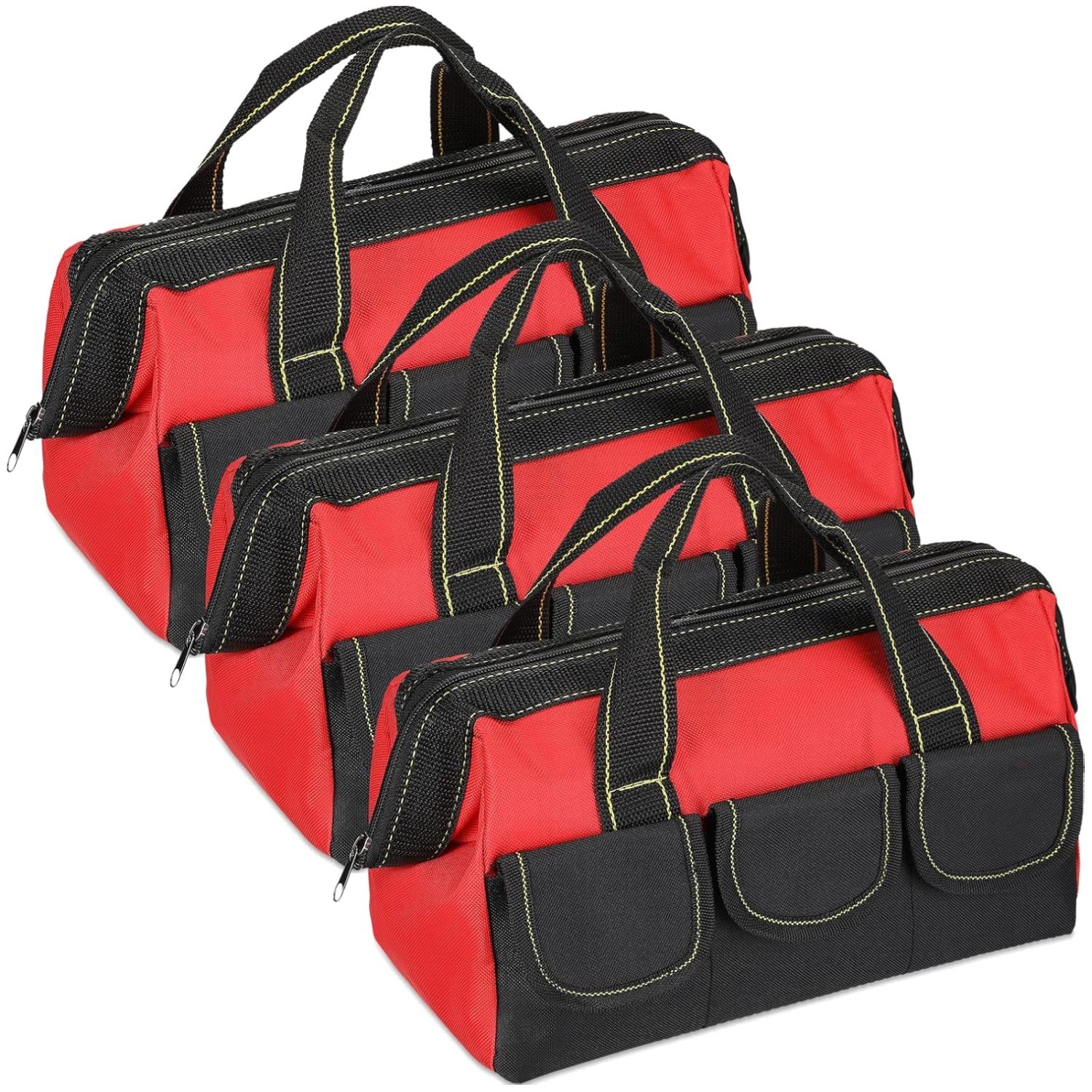 Heavy Duty Tool Tote Bag with Hard Bottom, 3 Pack