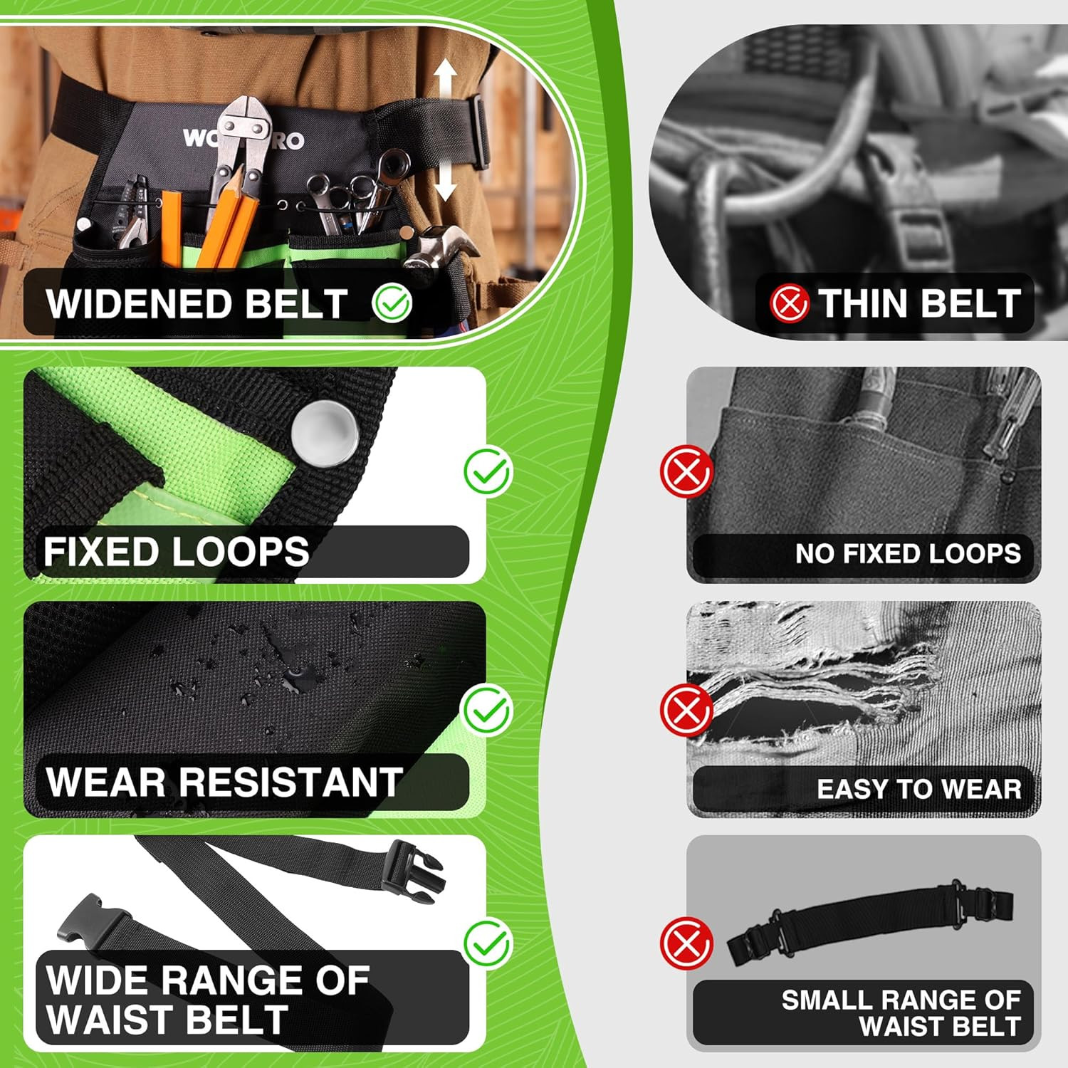 Garden Tool Belt, 5-Pocket Single Side Gardening Tool Pouch with Adjustable Wais
