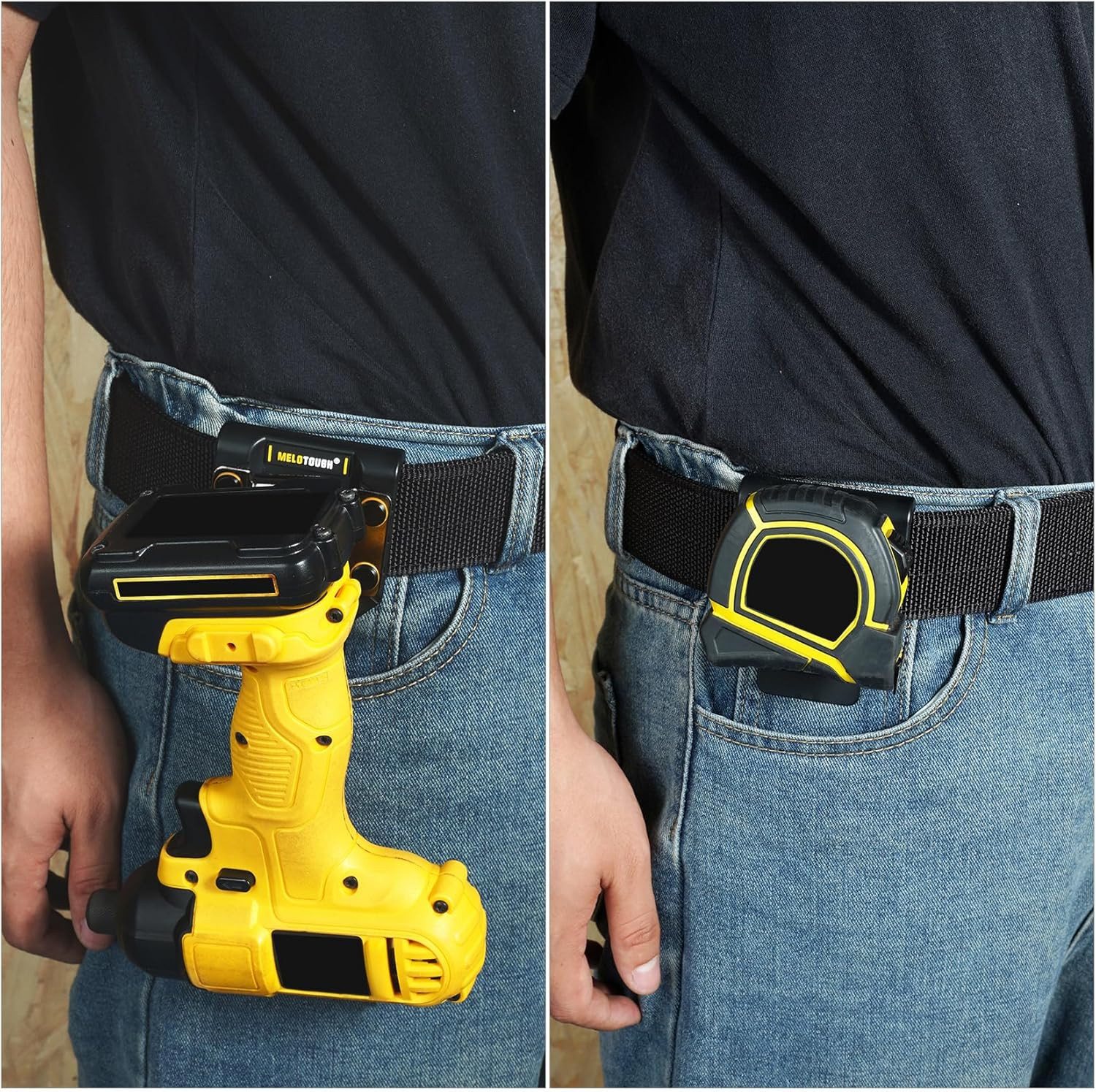 MELOTOUGH Drill Holder for Tool Belt,Drill Holster,Tape Measure Holder – Fits up