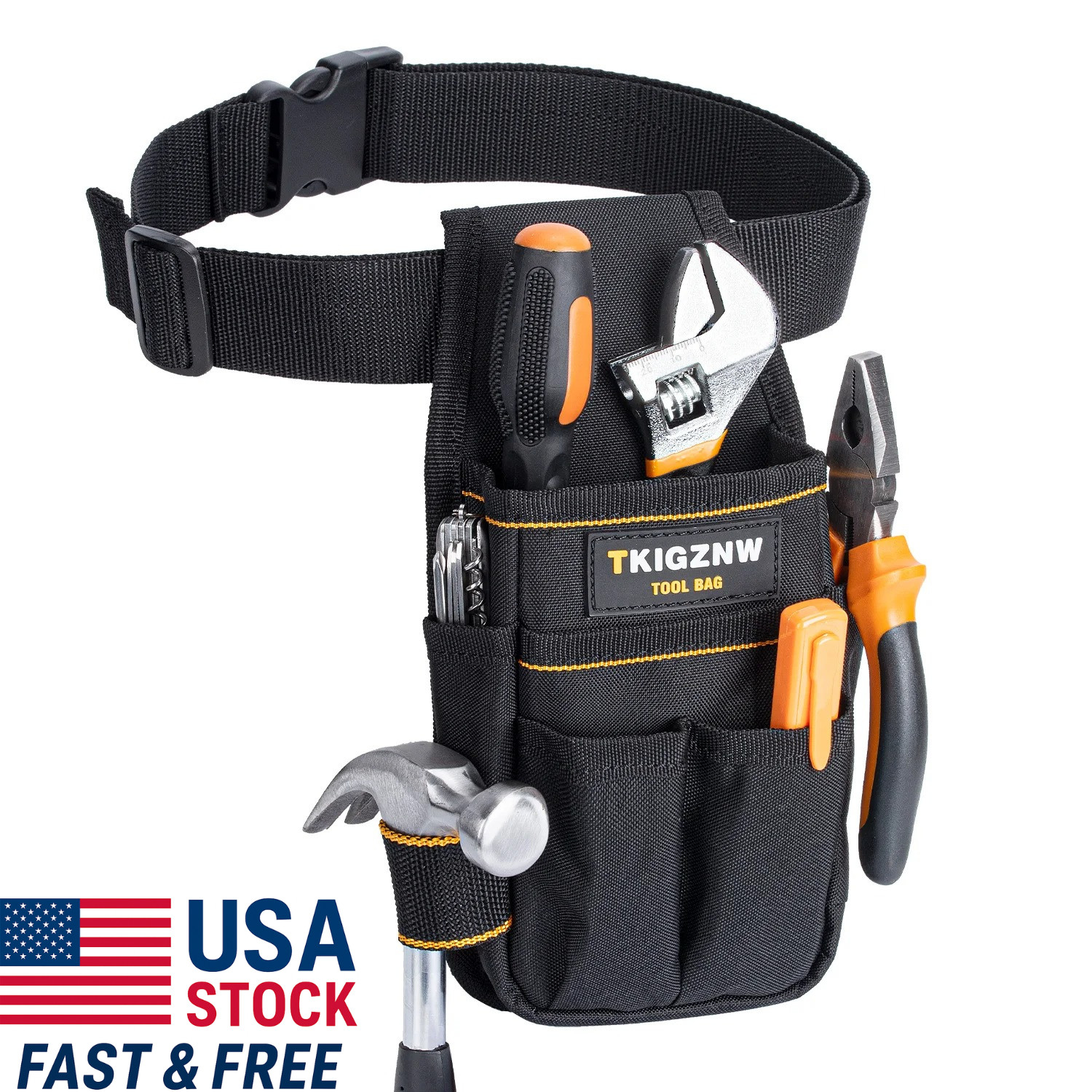 Heavy Duty Tool Pouch with Belt, 6 Pockets & Screwdriver Loops for Electricians