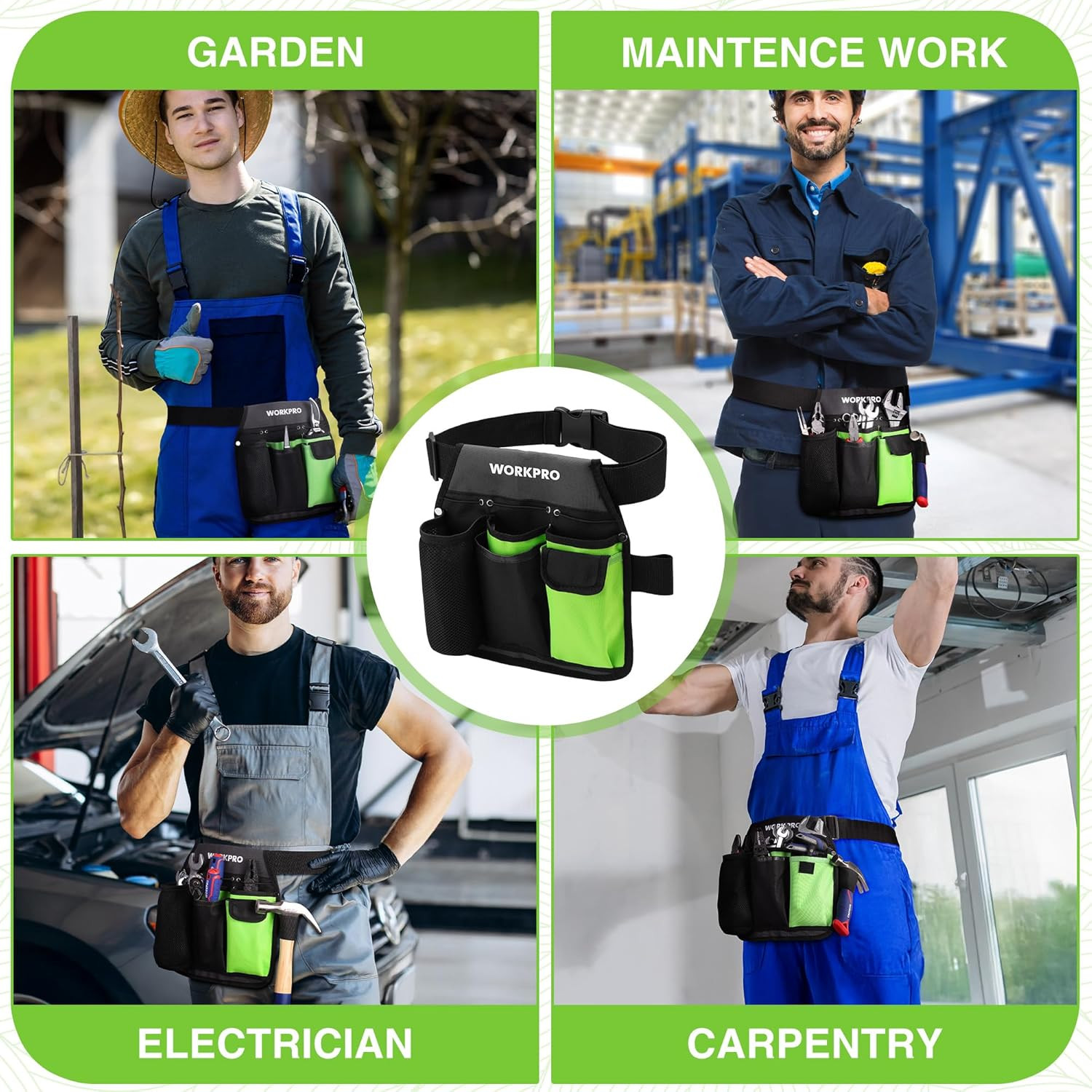 Garden Tool Belt, 5-Pocket Single Side Gardening Tool Pouch with Adjustable Wais