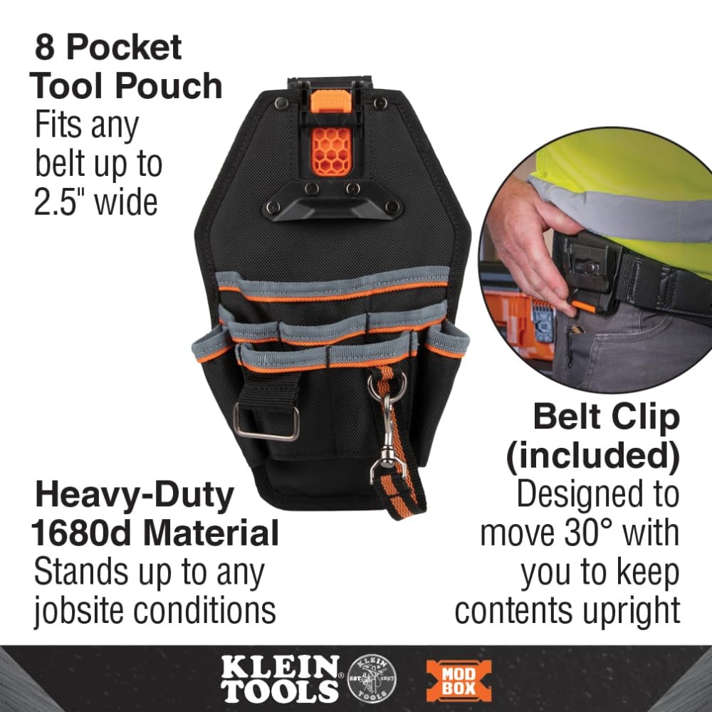 Klein Tools 8 Pocket Heavy Duty Utility Holster Pouch With Belt Clip