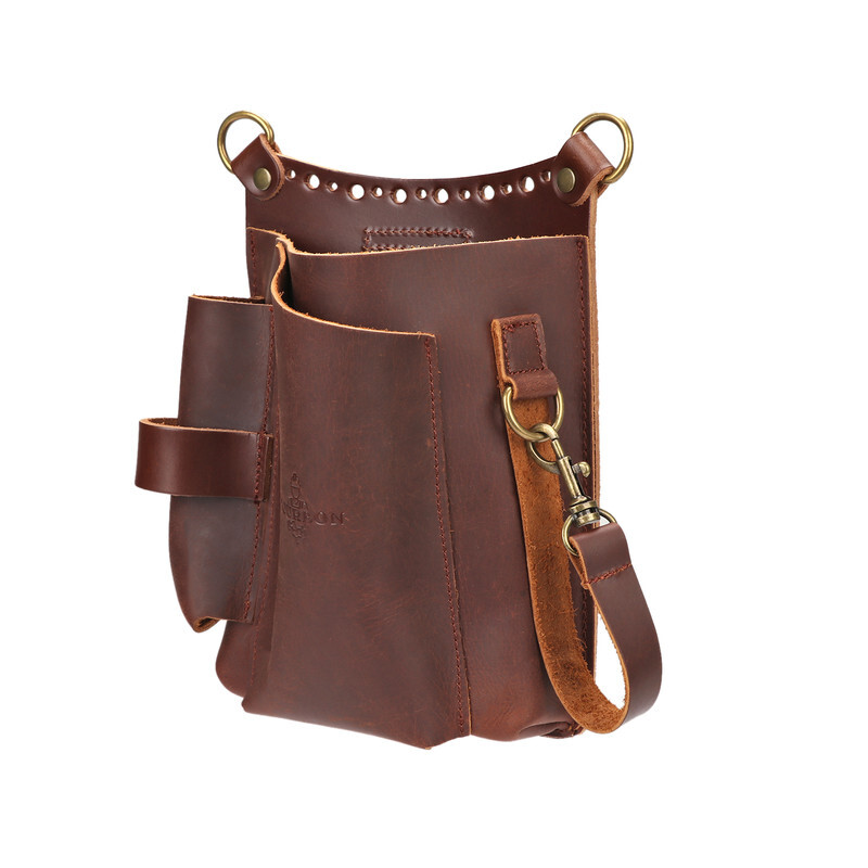 Tourbon Leather Barber Tool Crossbody Bag Hair Scissors Comb Brush Clippers Bag