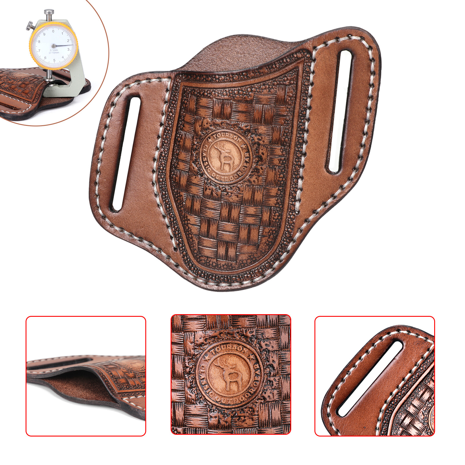 TOURBON Retro Leather Folding Knife Sheath Tool Pouch Knives Holder Belt Holster