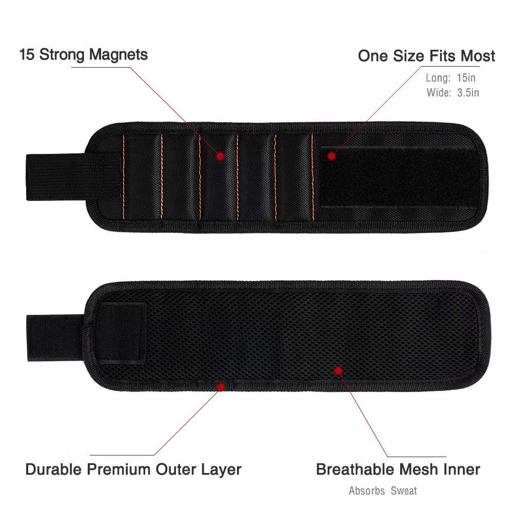 G0010A 2 Pack 15 Magnetic Wristband Holding Screws Nails Drill Bits Gadgets T…