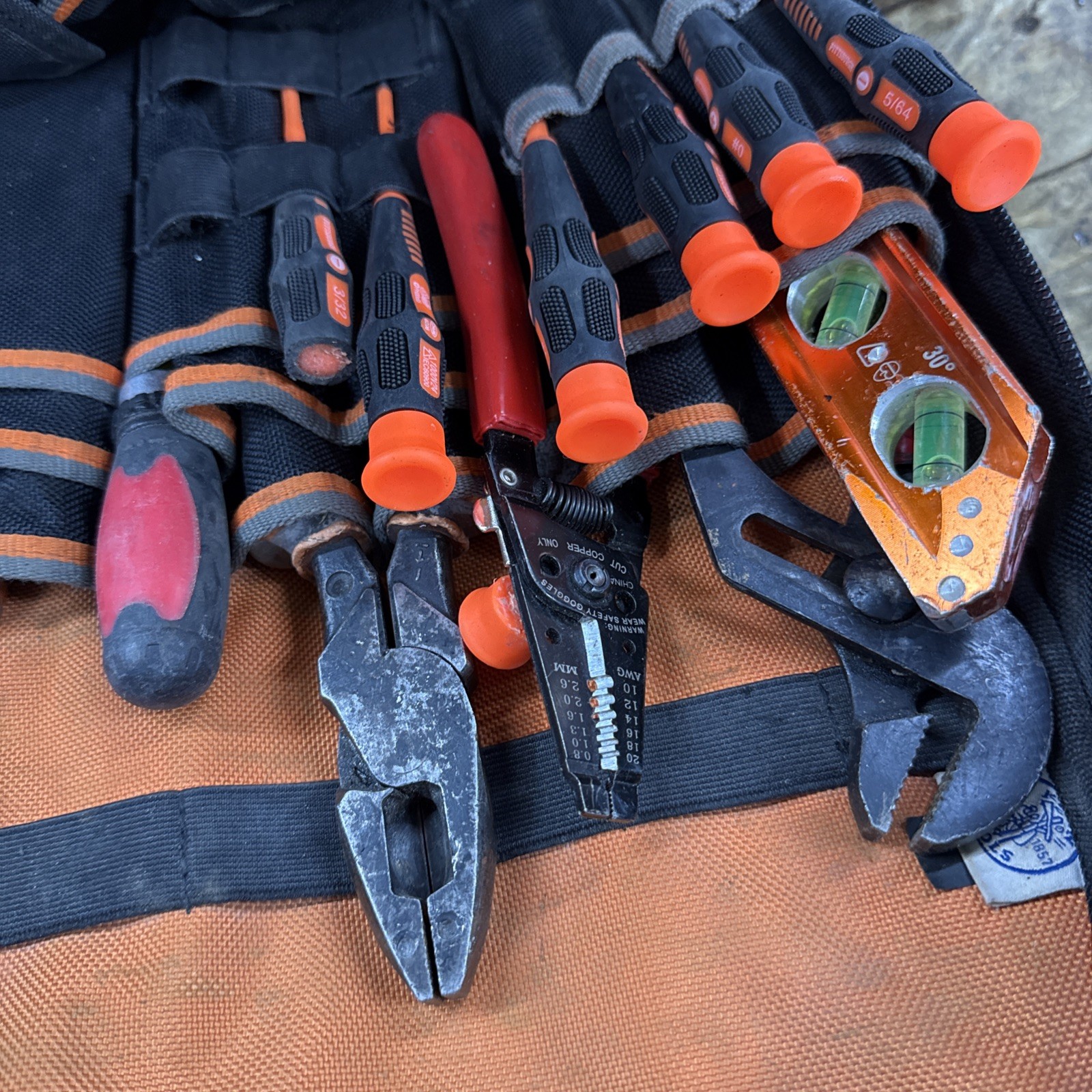 Klein Tools 55475 Tool Bag Backpack: 35 Pockets Tradesman Pro 17.5” + Tools Lot