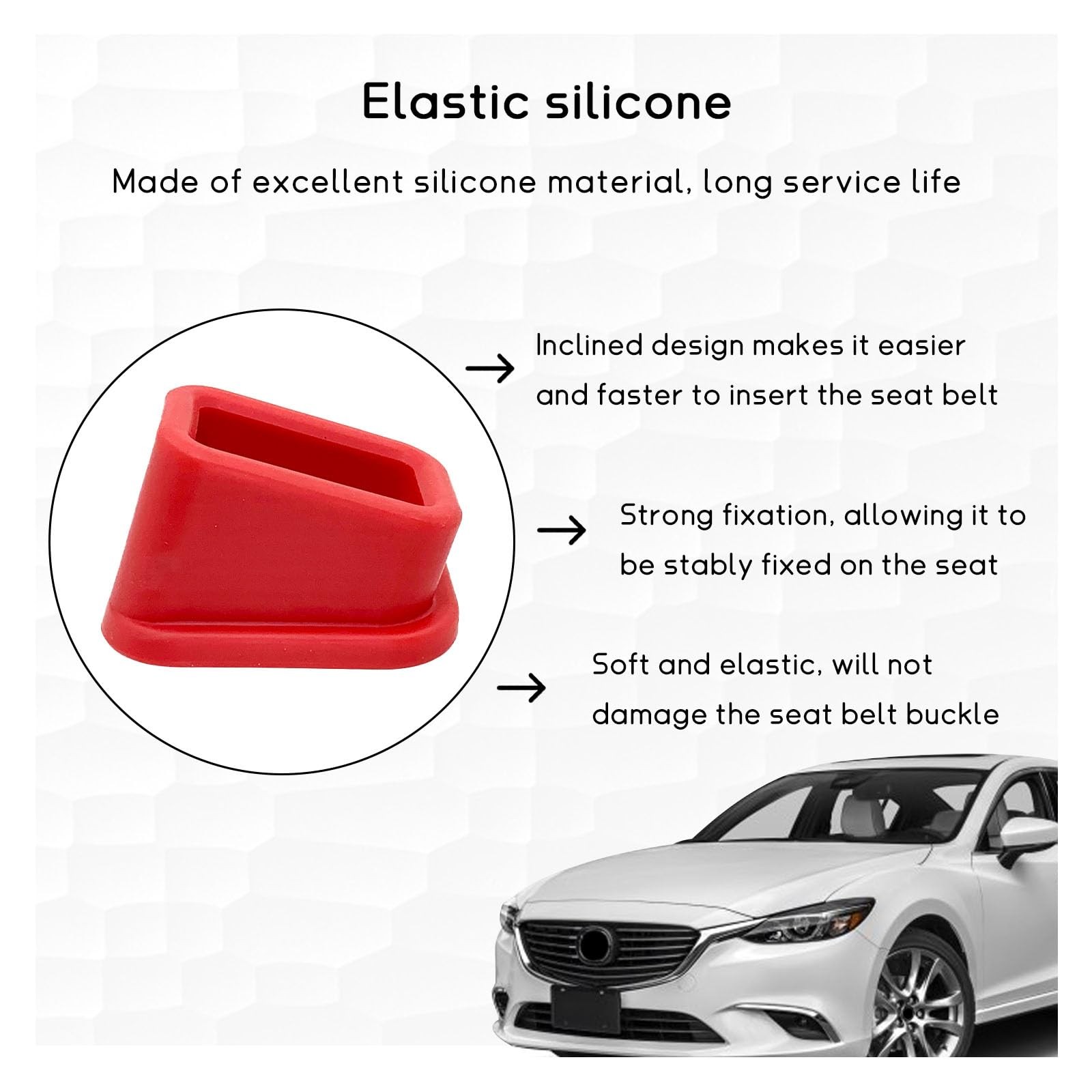Kewucn 2 PCS Car Seat Belt Buckle Holder, Silicone 1.88×2.08×3.03 inches, Red