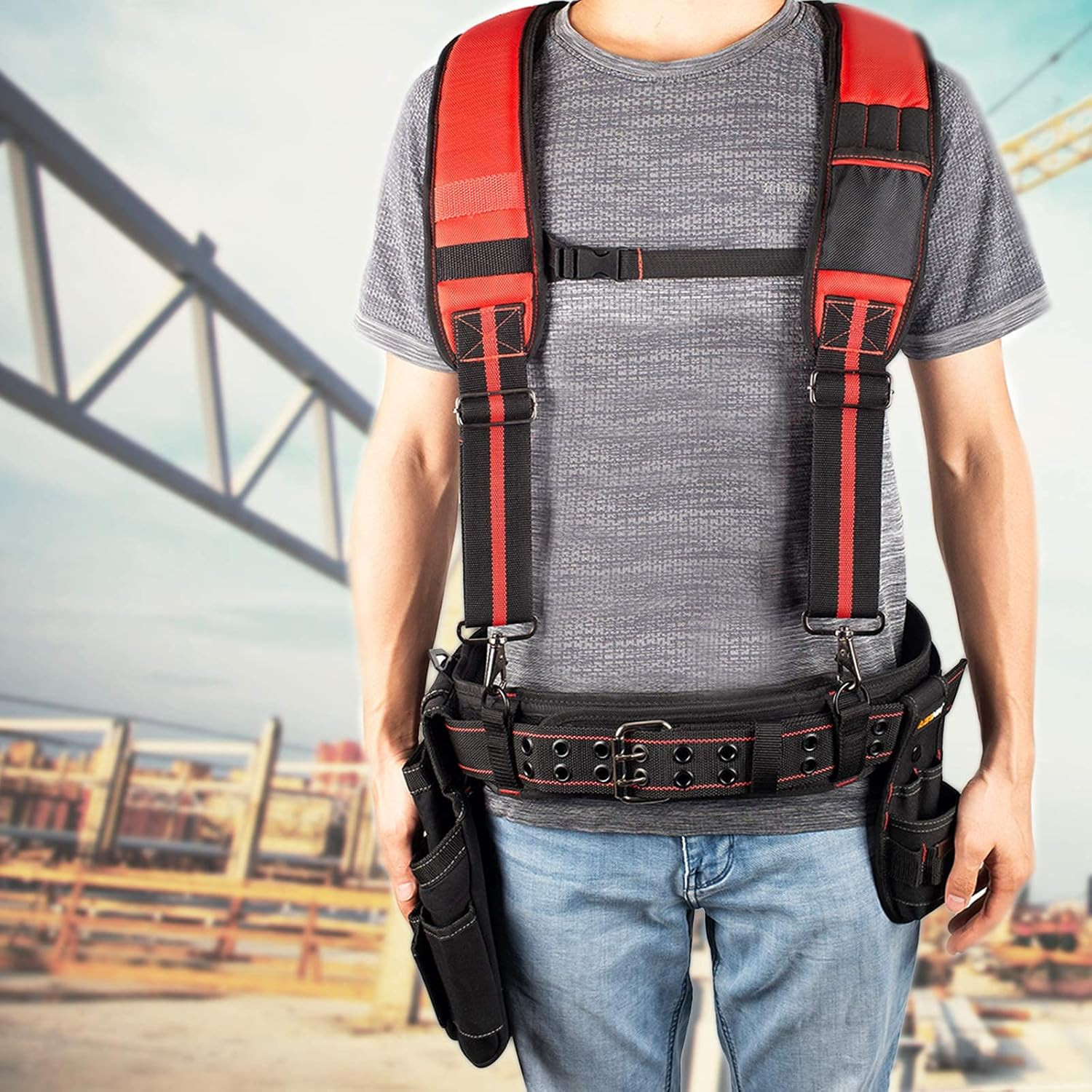 Padded Tool Belt 3 Inch Heavy Duty Work Tool Belt with Back Support Adjustable W