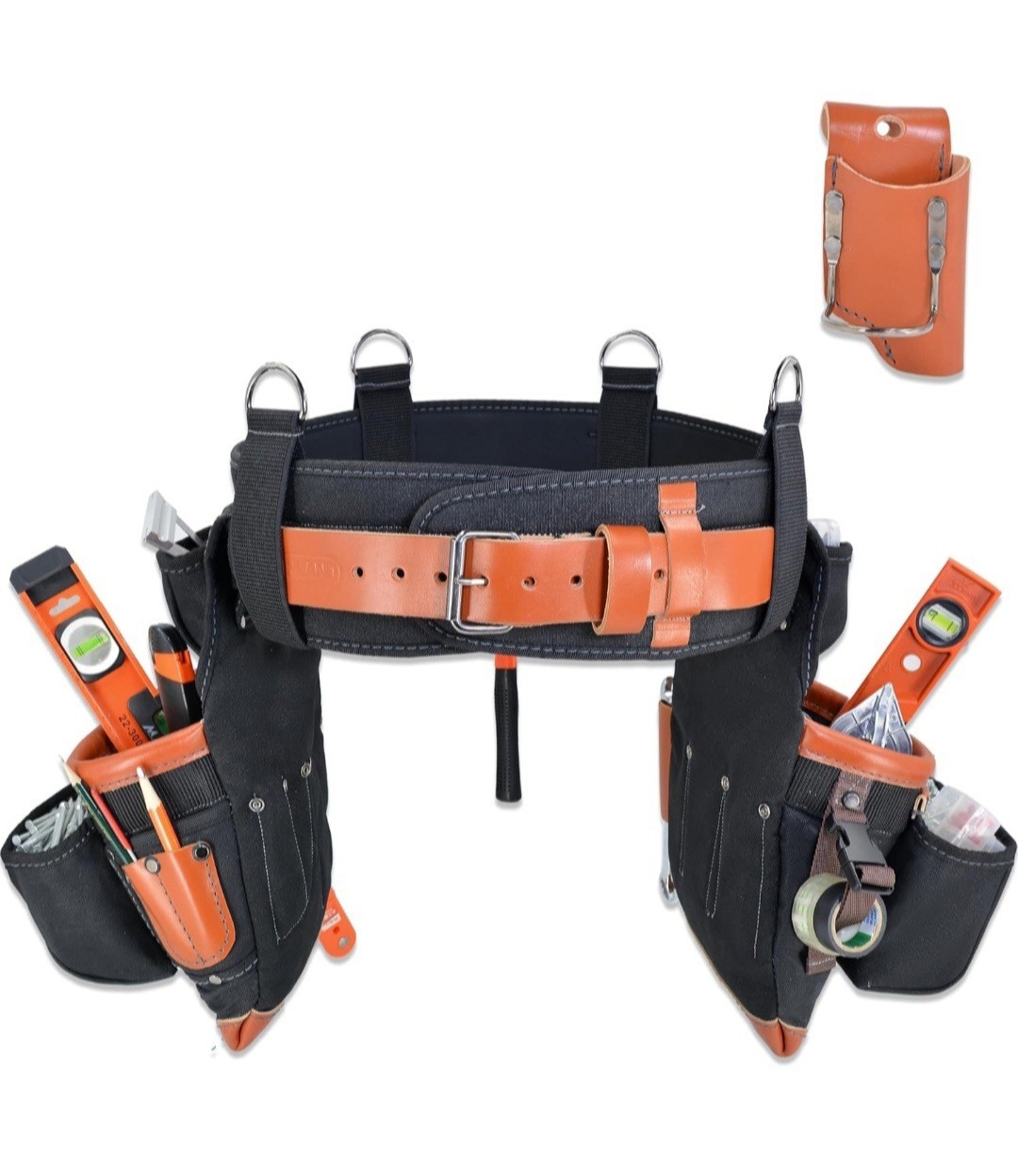 WELKINLAND 22-Pocket Buffalo Leather Heavy Duty Carpenter Tool Belt Bags NEW