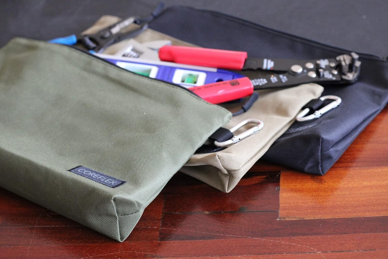 Compact Tool Bag Set, 12-Inch Zippered Pouches for Tools and Everyday Items