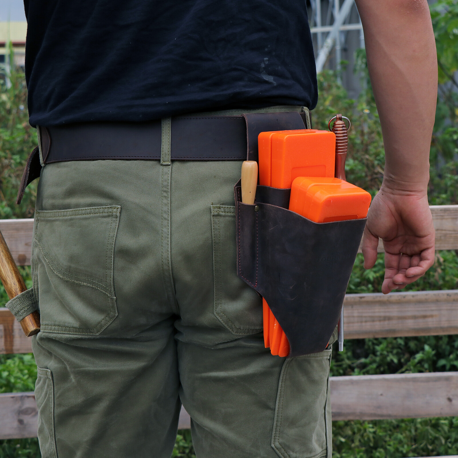 TOURBON Leather Loggers Tools Belt Pouch Tree Felling Bucking Wedge Holster Case