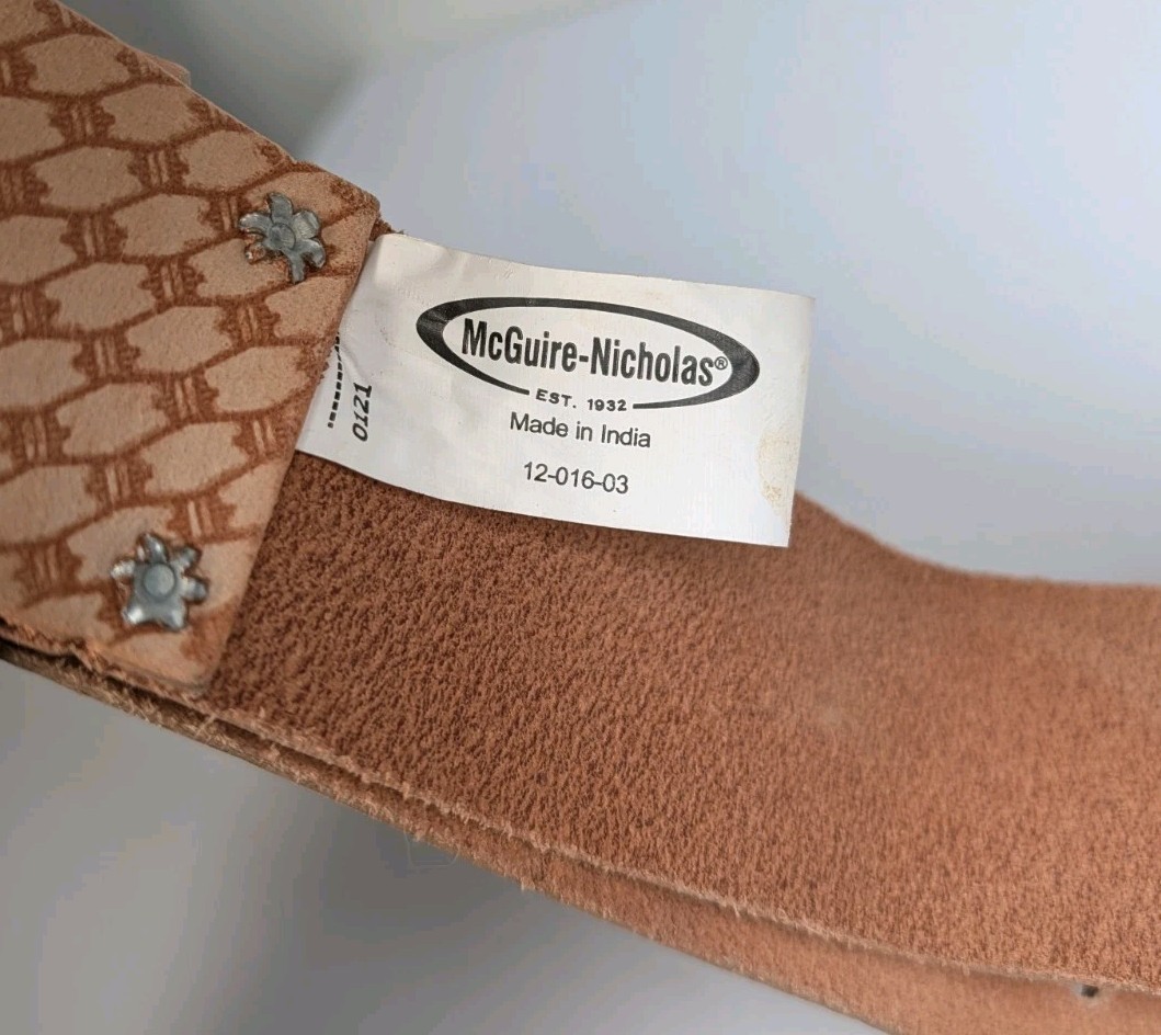 McGuire-Nicholas 2″ Leather Prof Work Belt Tool Belt in Saddle Raw Cow Hide 46”L