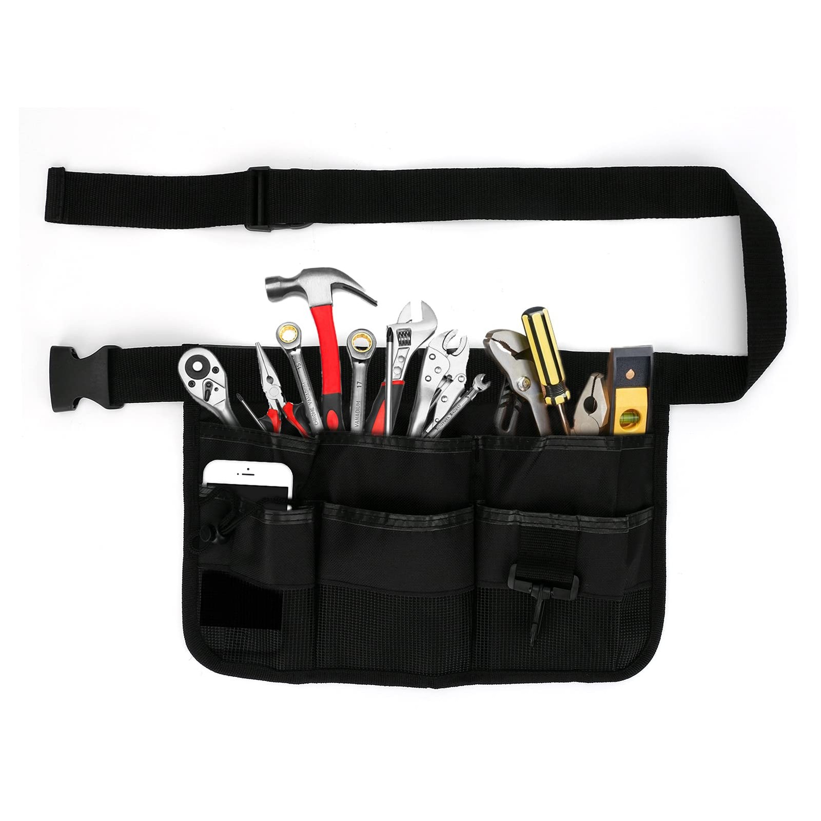 Number-one Gardening Tool Waist Bag Belt, Adjustable Garden Canvas M, Black