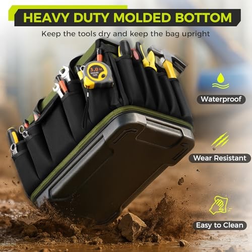 Green Heavy Duty Tool Bag 16″ – 46 Pockets – Electrician Tool Bag