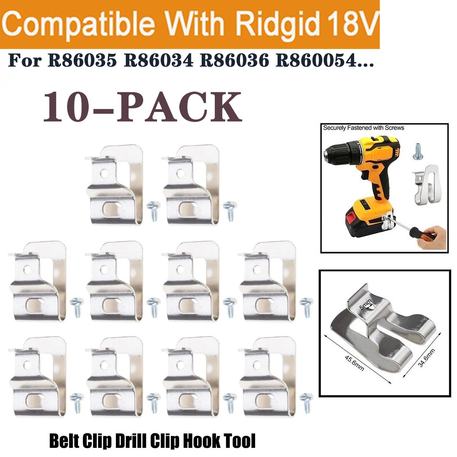10PCS Rustproof Metal Belt Hook Clip For Ridgid 18V Wireless Tool Attachments US