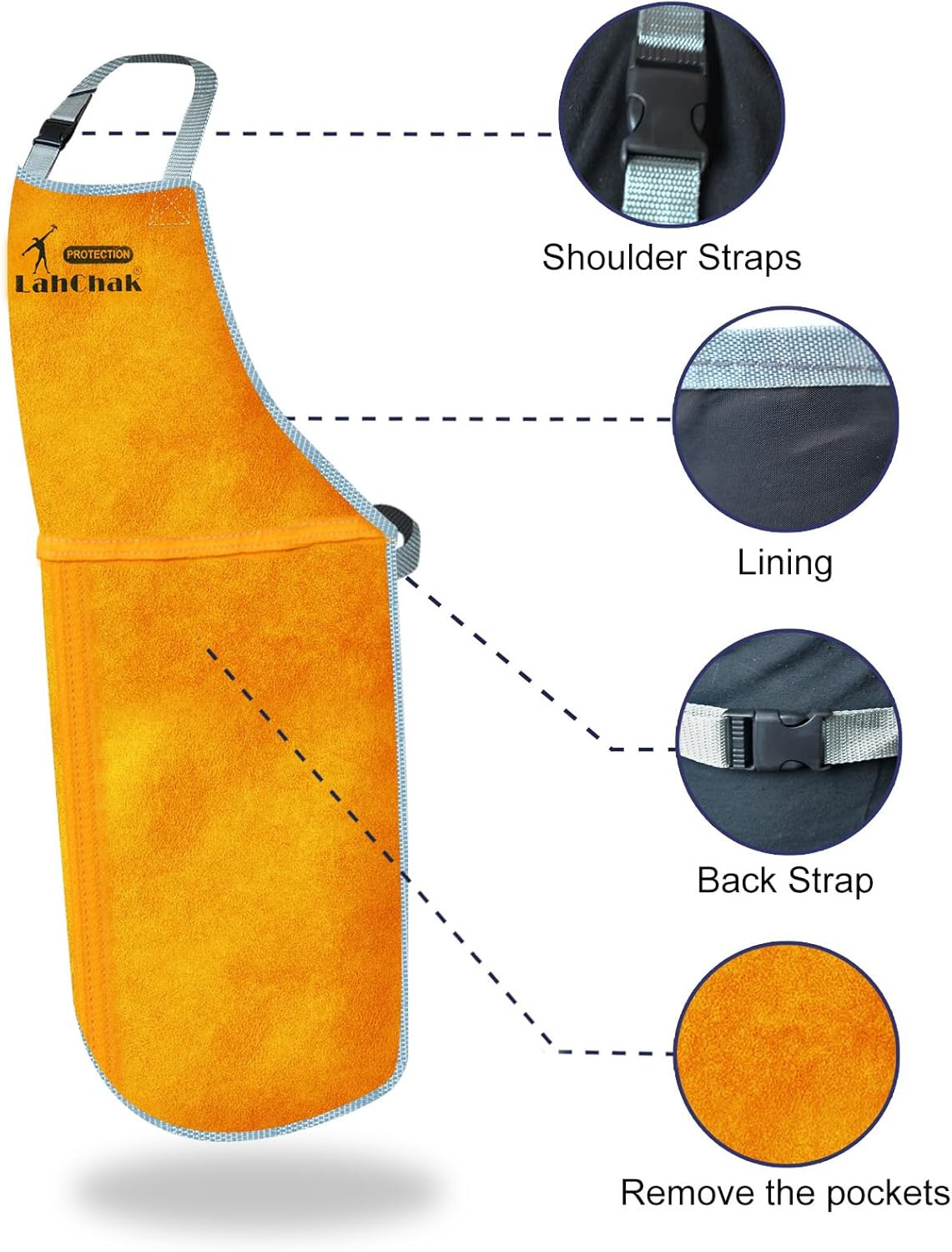 Leather Work Shop Apron, Buckle Straps, Heat & Flame Resistant Welding Apron