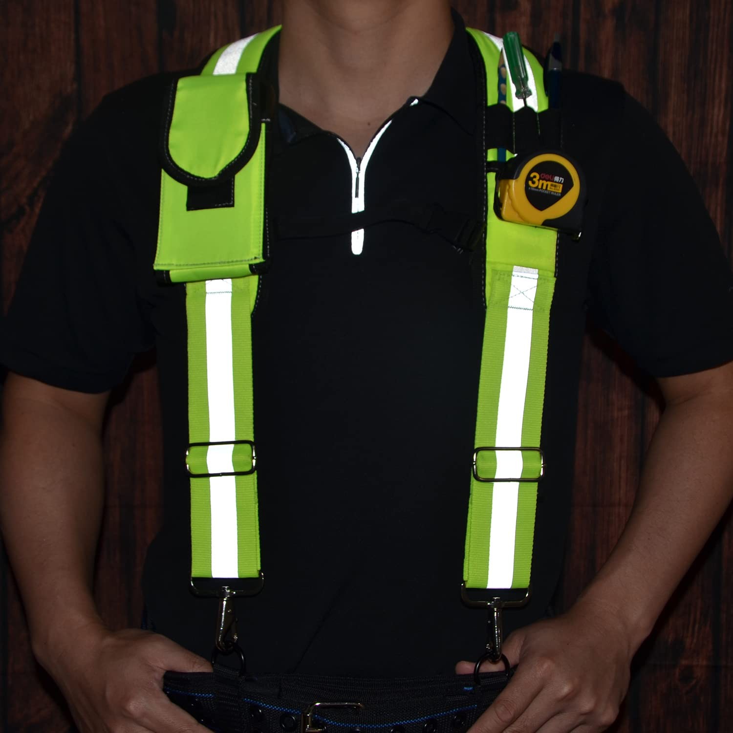 AISENIN Carpenter Tool Belt Suspenders, 11.4*7.8*6 inch, Fluorescent Green