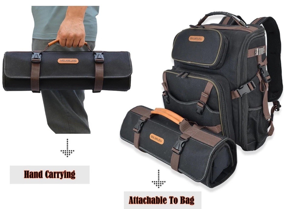 WELKINLAND 18-Pockets Waxed Canvas Tool Roll, tool bag Heavy-Duty
