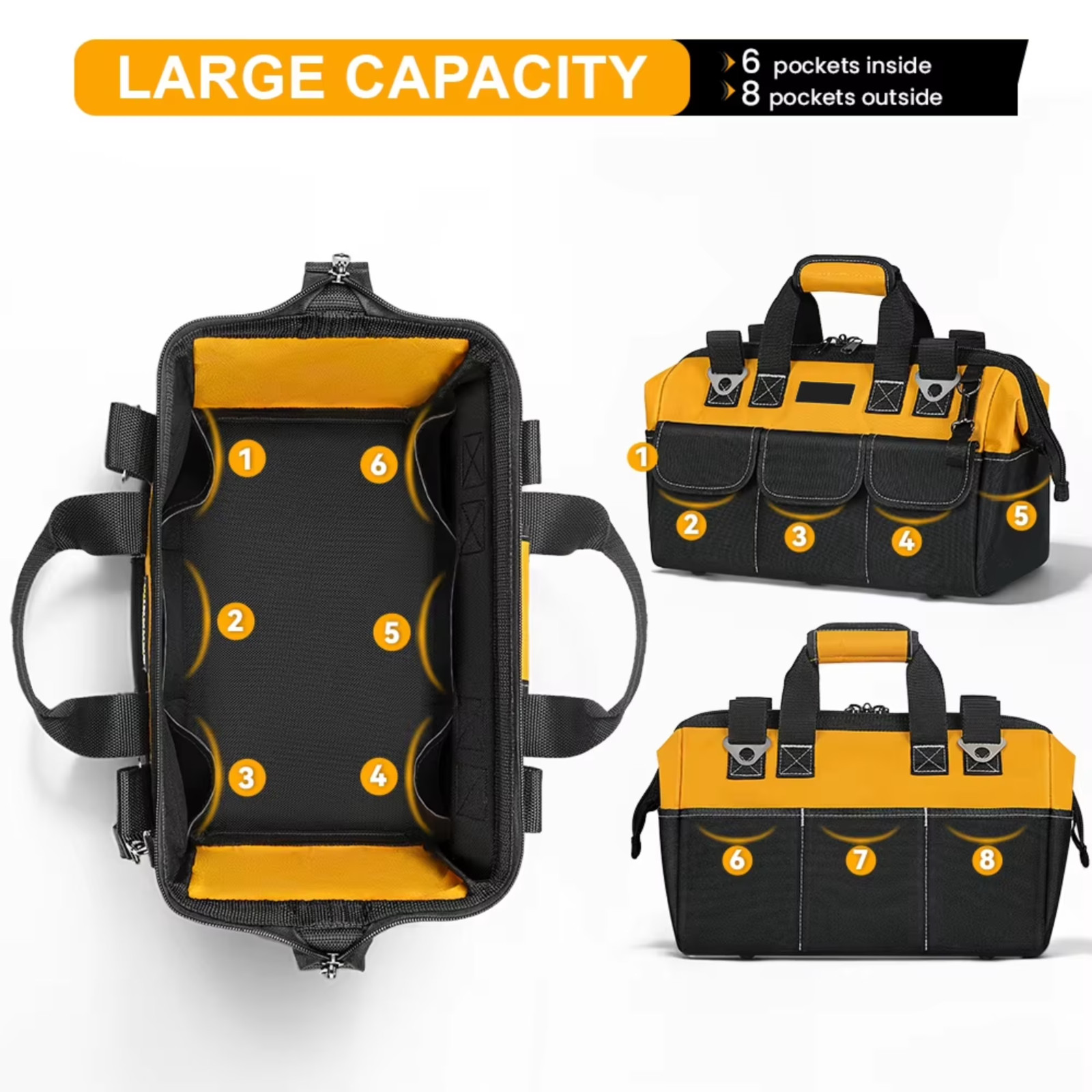 GOCHIFIX 20″ Heavy Duty Tool Bag Organizer w/ Strap Yellow FREE SHIP