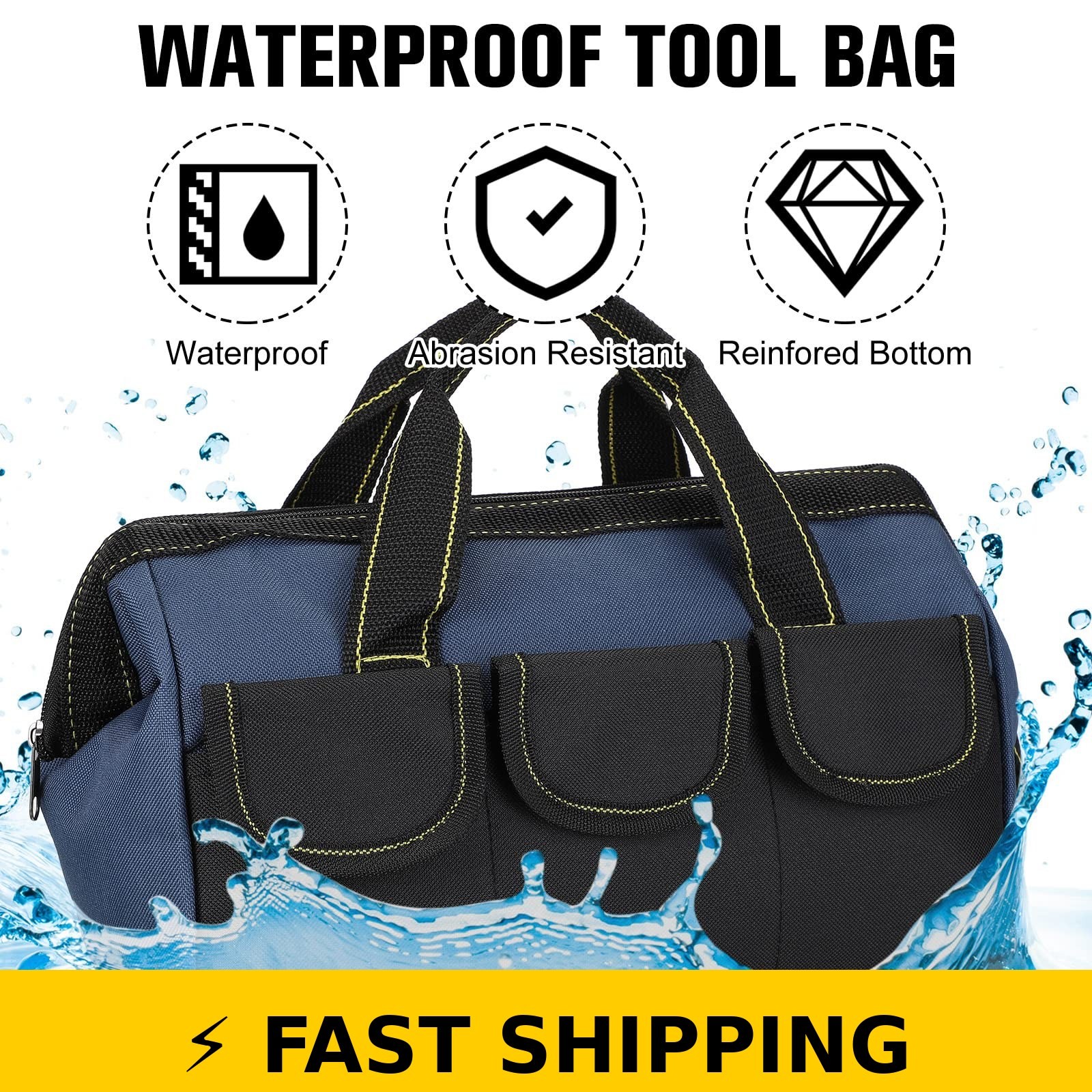 Sanwuta 3 Pack Tool Bags – Waterproof Heavy Duty Tote (Blue, Red, Yellow)