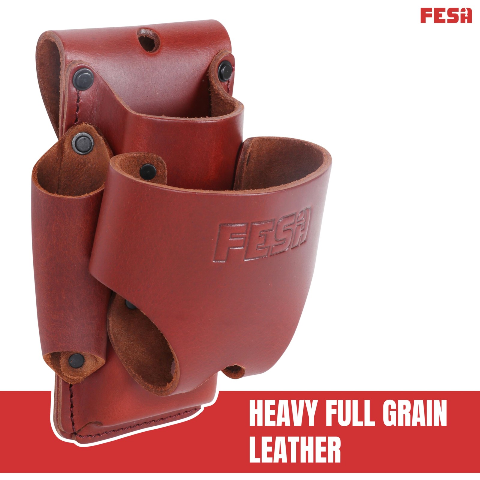 Leather Tape Measure Holder – 4-in-1 Heavy Full Grain Leather Small Tool Pouc…