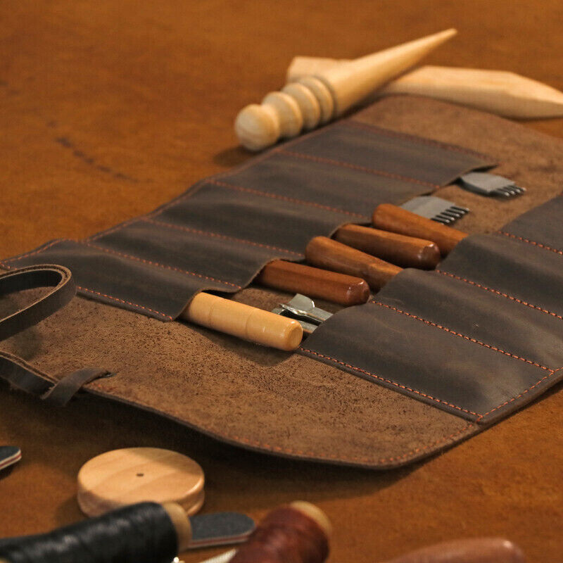 Leather Wood Carving Knives Roll Tools Organizer Knife Carrier Pouch-Xmas Gift