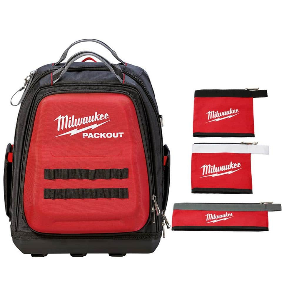Milwaukee Backpack Tool Bag 15 Inch PACKOUT 3 Pack Multi Size Heavy Duty Pouch