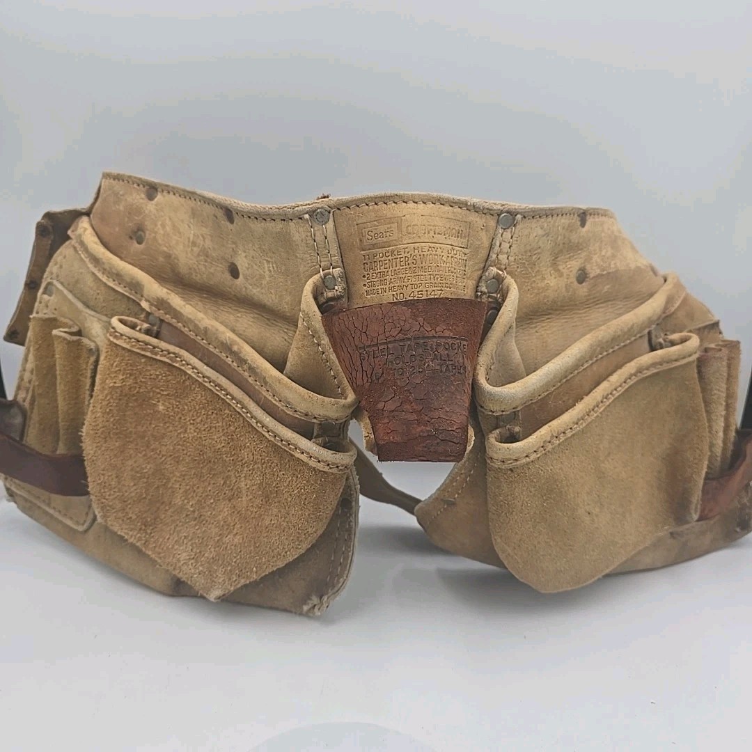 Vintage Sears Craftsman Carpenter Tool Belt Apron 45147 Heavy Top Grain Cowhide