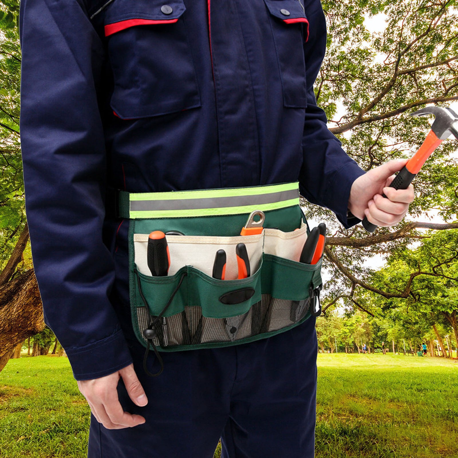 1-Garden Tool Belt Bags Waist Tool Apron With Pockets 600D Oxford Cloth EUHA