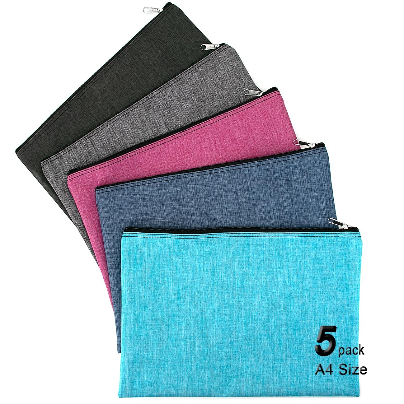 5 Pack Canvas Zipper Tool Bag Set, 13.3 x 9.4 14.4oz Heavy Duty Waterproof Mu…