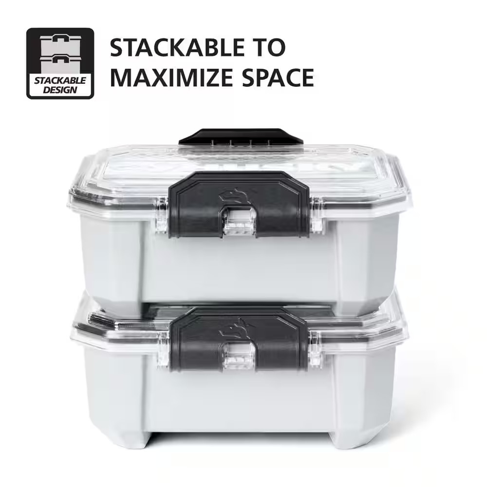 Husky Heavy Duty 0.8 gal Compact Waterproof White Storage Tote with Lid (4-Pack)