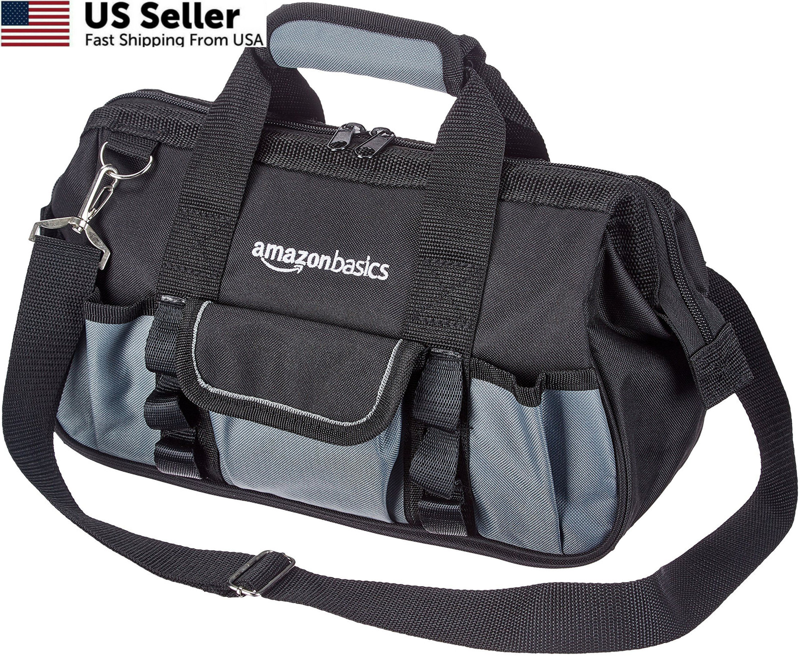 Amazon Basics Durable Wear-Resistant Tool Small Standard Bag, Black & Gray