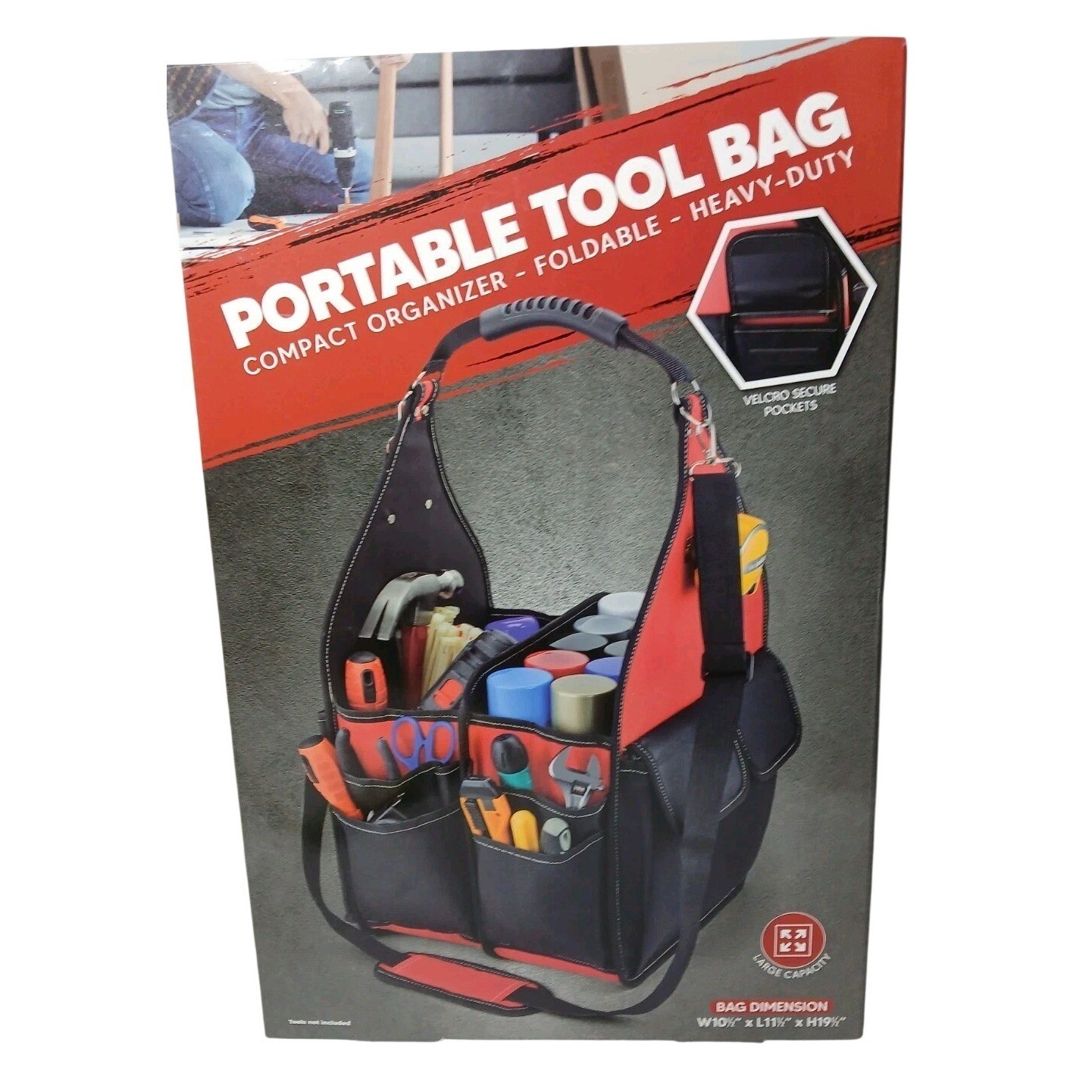 Portable Tool Bag organizer foldable heavy duty 10.5″x11.5″19.5″new in box #1439