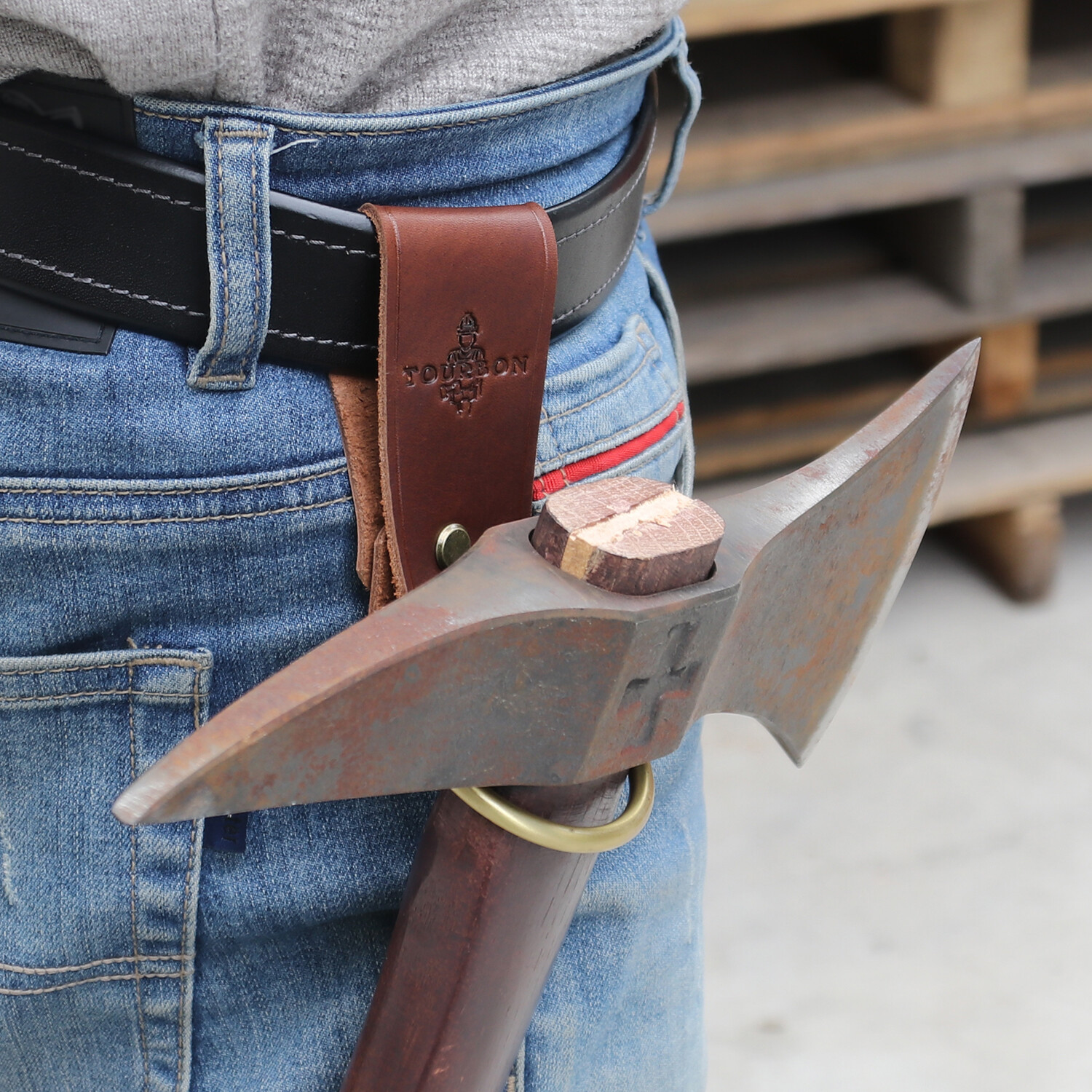 TOURBON Leather Hammer/Wrench/Axe/Trowel Hanger Holster Tool Carry Holder f/Belt
