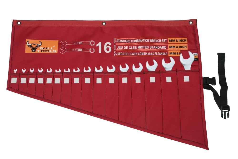 Tool Roll Organizer with 16 Pockets Wrenches, Metric & SAE Waterproof Ballistic