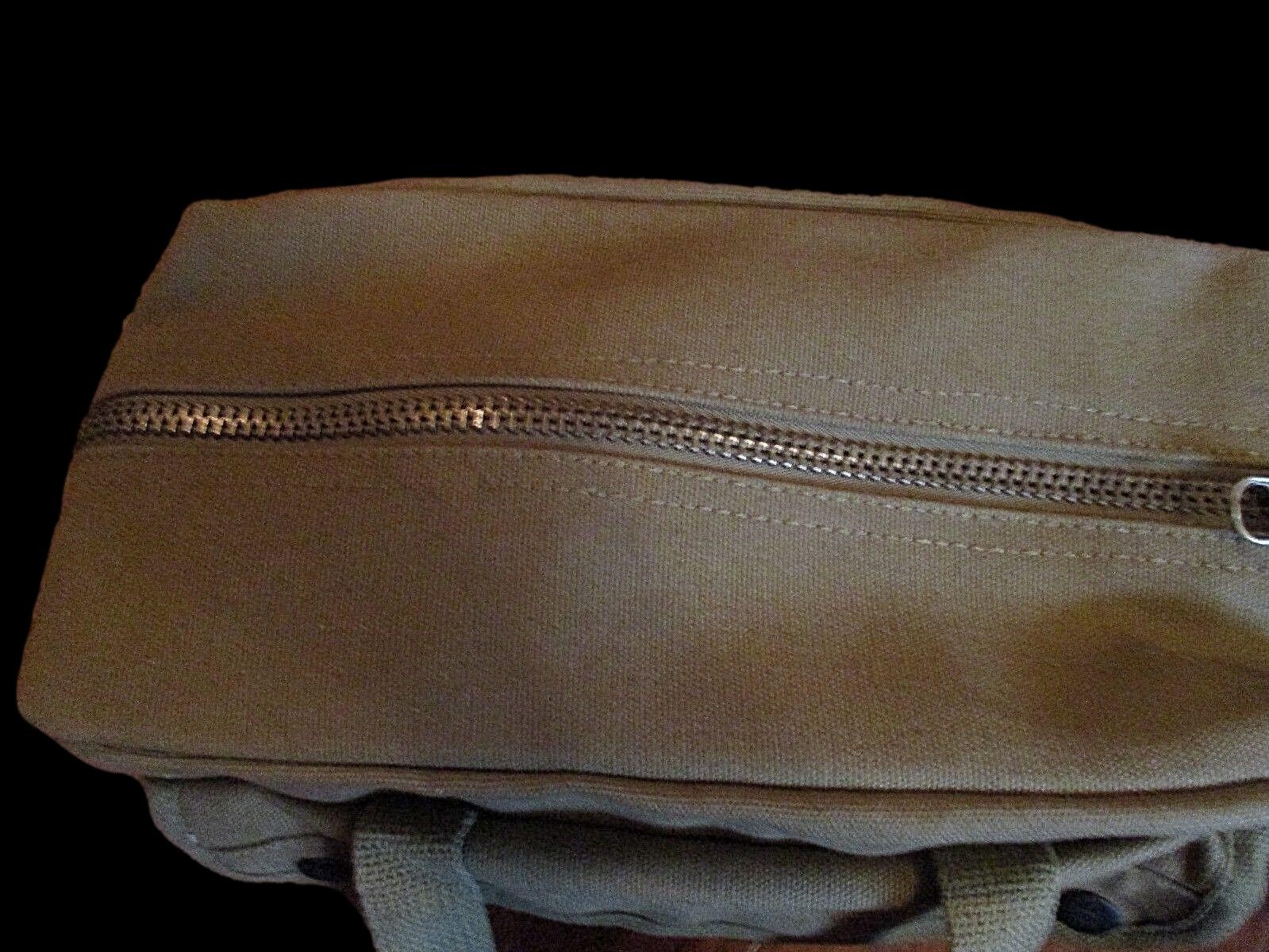 HEAVY DUTY OD GREEN MILITARY STYLE MECHANICS HARD BOTTOM TOOL BAG BRASS ZIPPER