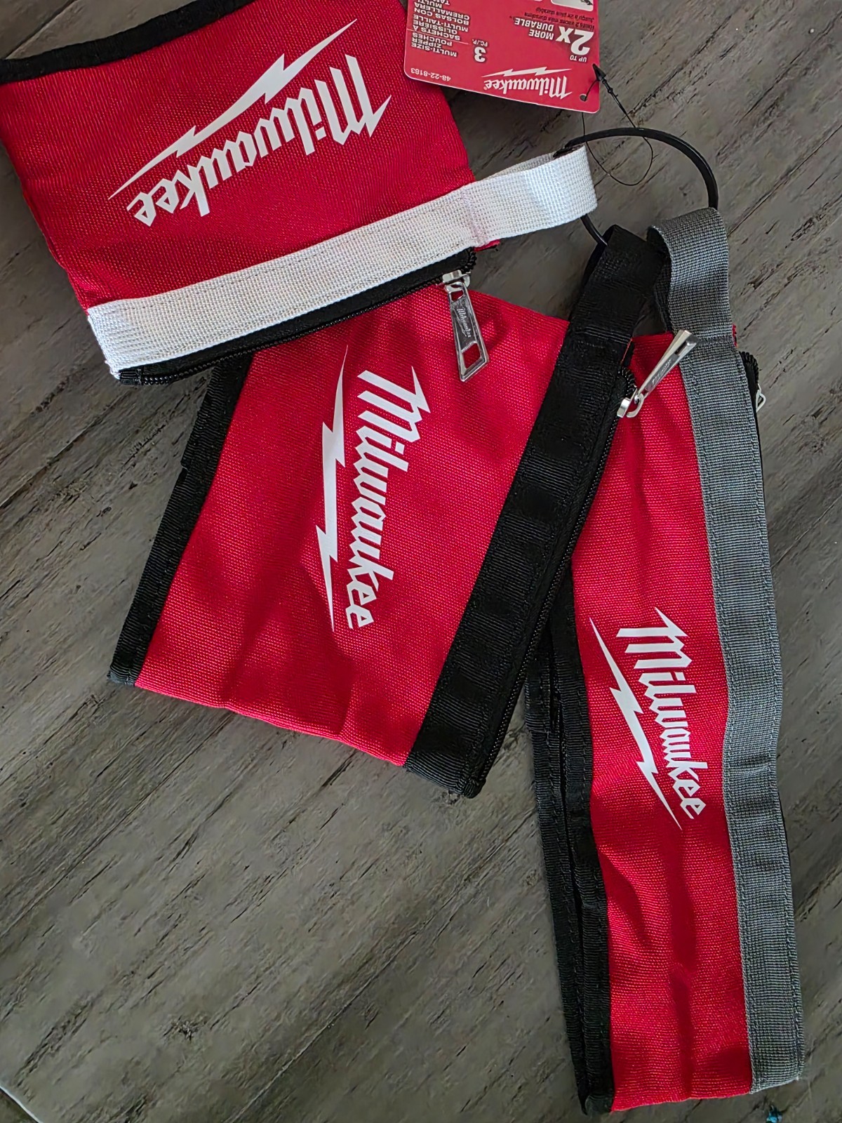 Milwaukee Zipper Tool Pouches Bags 14, 8, and 6 in. Stand-Up Base Storage Canvas